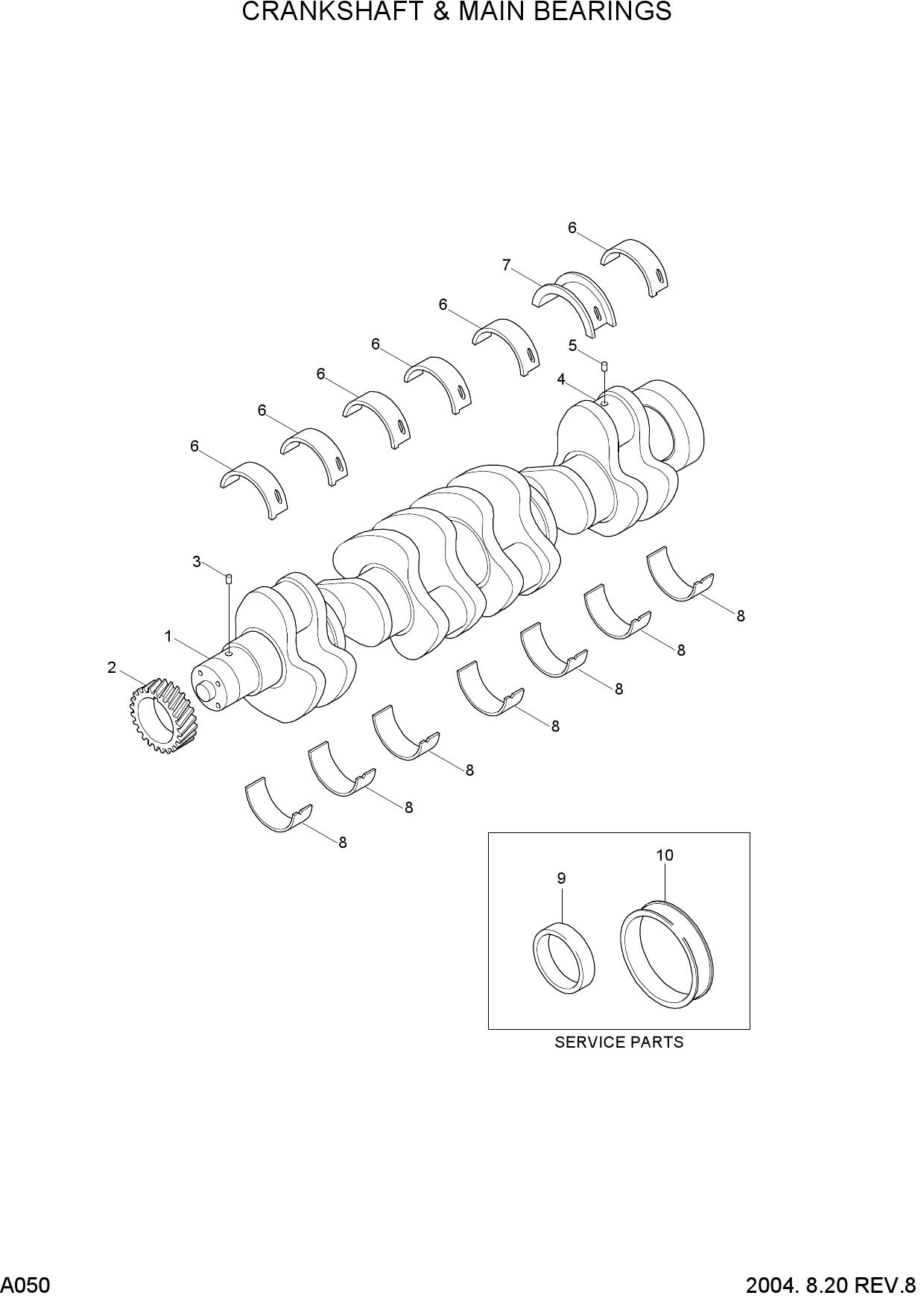 CRANKSHAFT & MAIN BEARINGS(#0112-)
