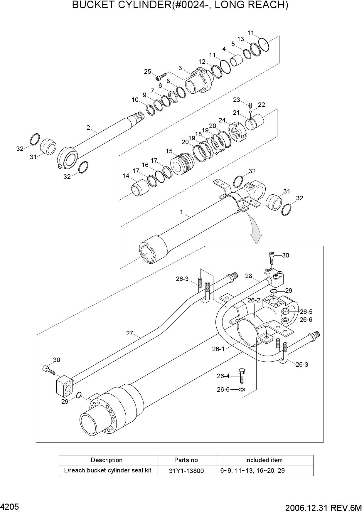 BUCKET CYLINDER(#0024-, LONG REACH)