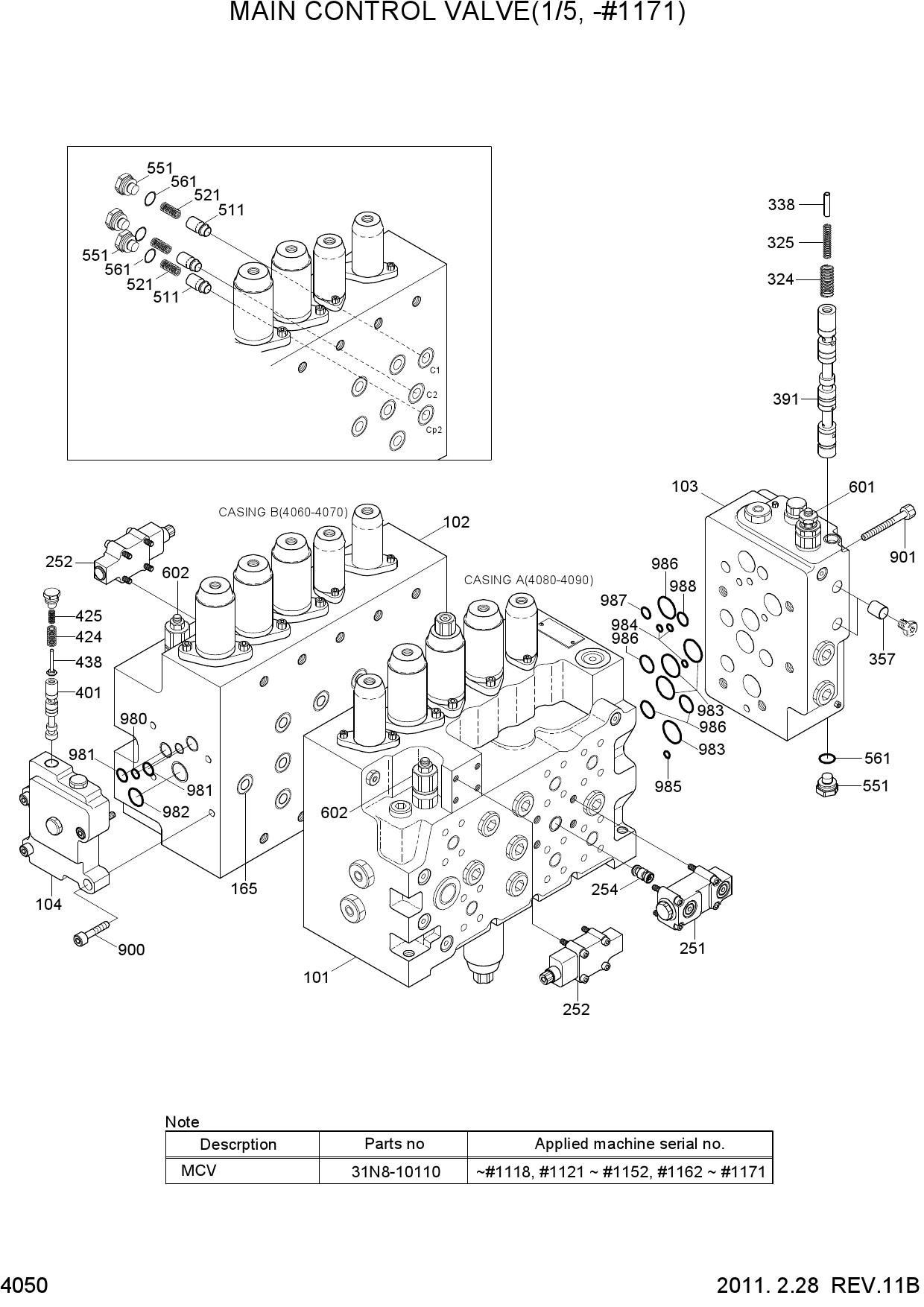 MAIN CONTROL VALVE(1/5, -#1171)