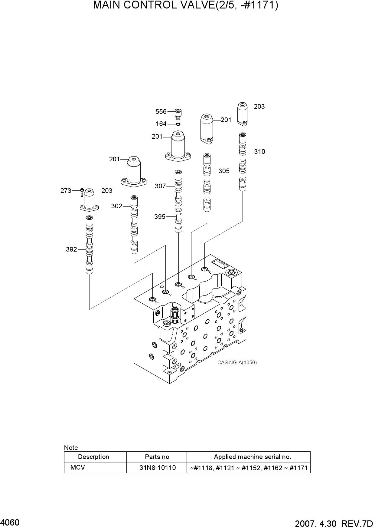 MAIN CONTROL VALVE(2/5, -#1171)