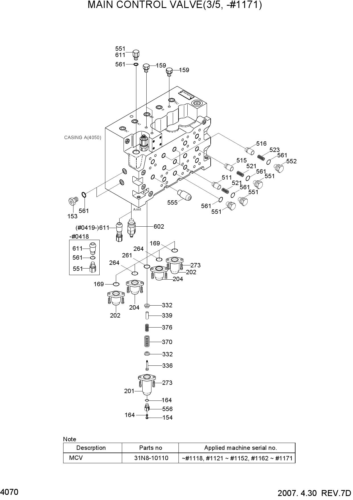 MAIN CONTROL VALVE(3/5, -#1171)