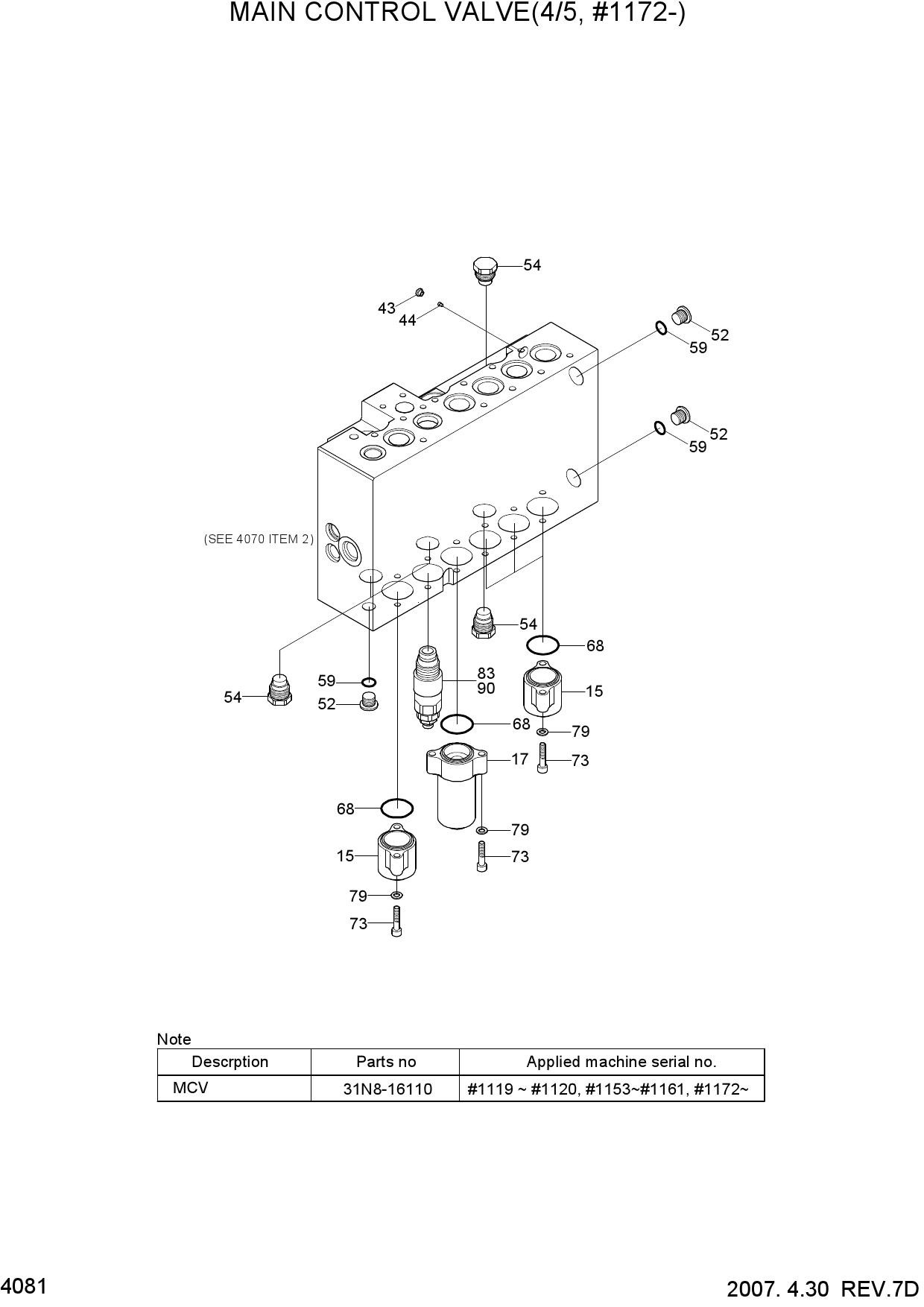MAIN CONTROL VALVE(4/5, #1172-)