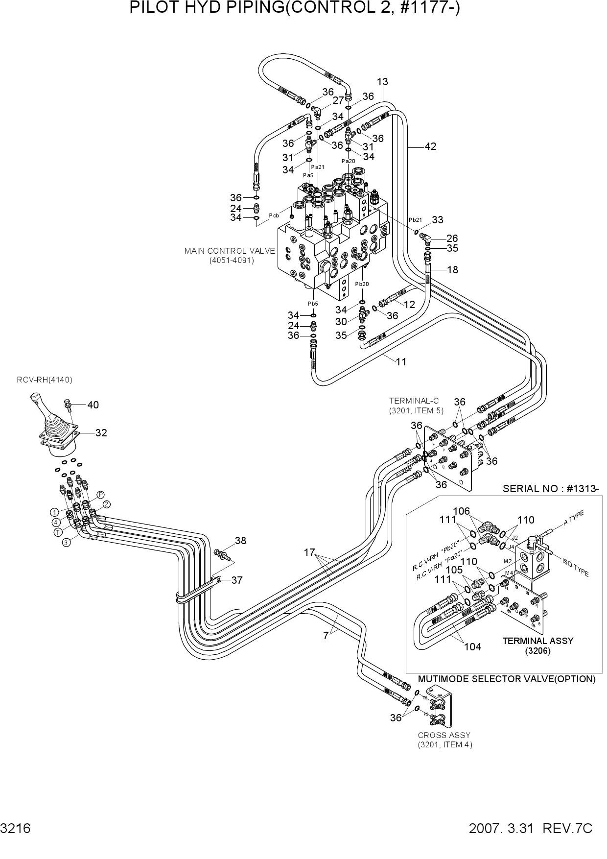 PILOT HYD PIPING(CONTROL 2, #1177-)