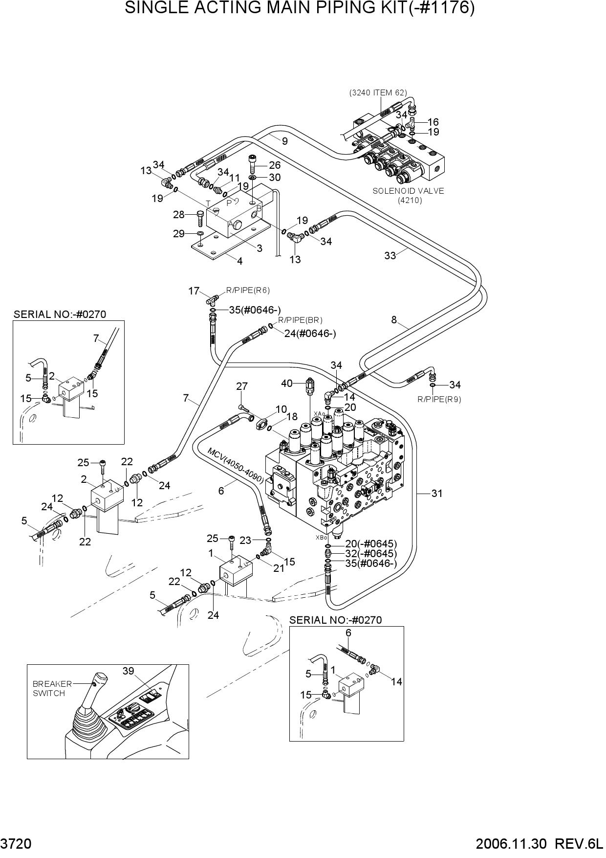 SINGLE ACTING MAIN PIPING KIT(-#1176)