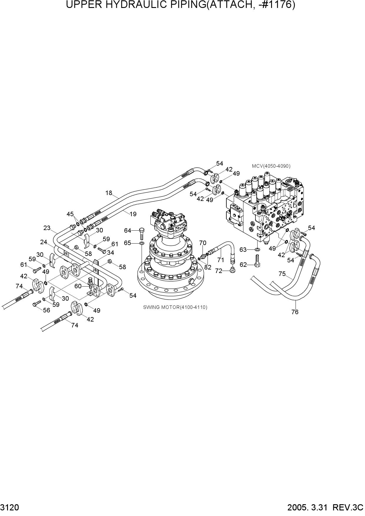 UPPER HYDRAULIC PIPING(ATTACH, -#1176)