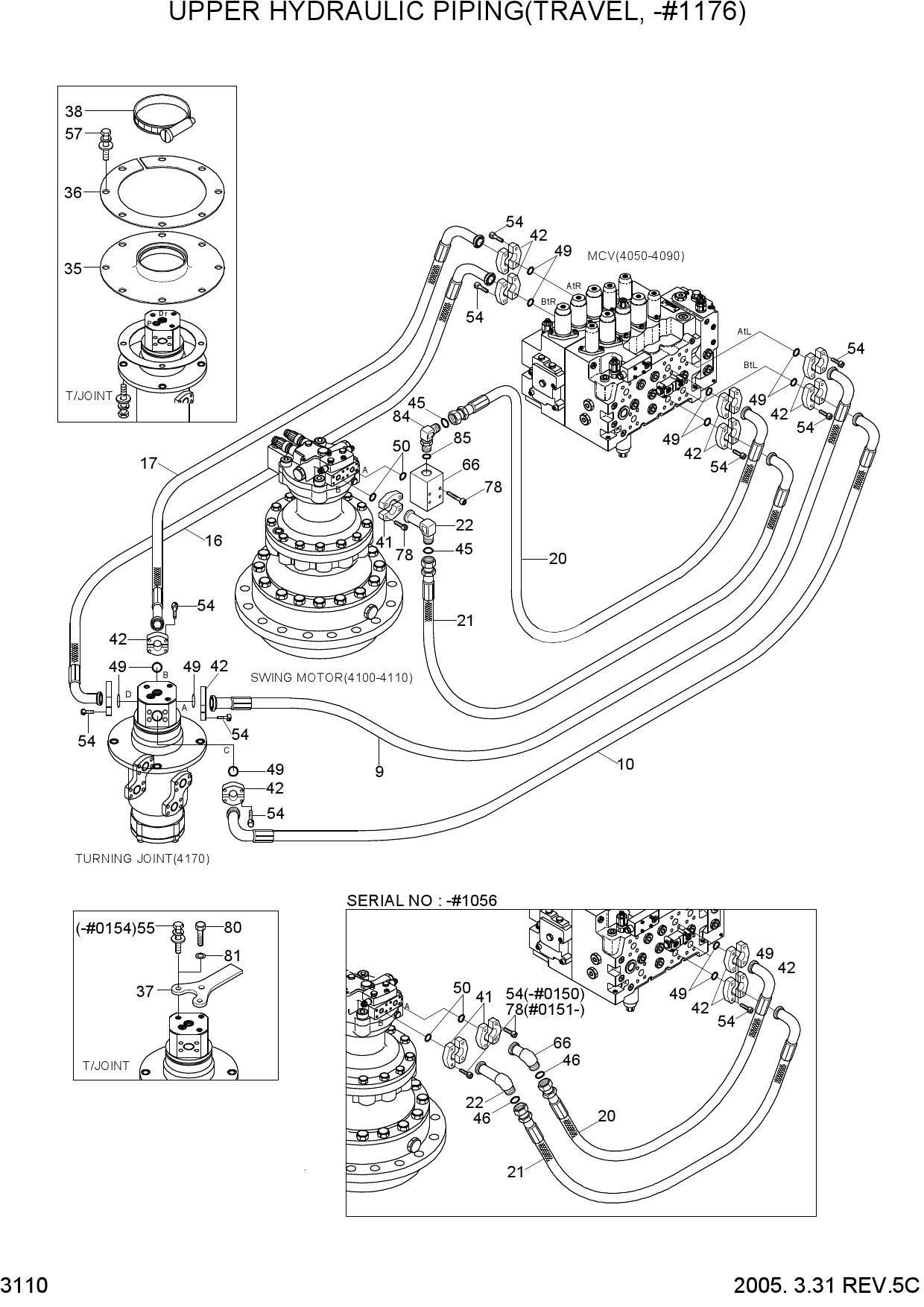 UPPER HYDRAULIC PIPING(TRAVEL, -#1176)