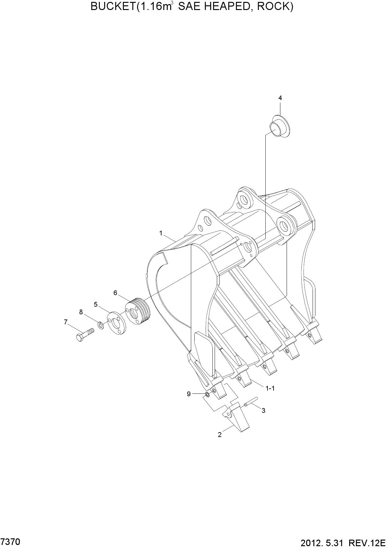 BUCKET(1.16M3 SAE HEAPED, ROCK)