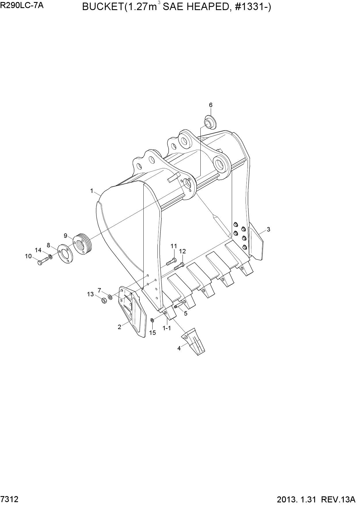 BUCKET(1.27M3 SAE HEAPED, #1331-)