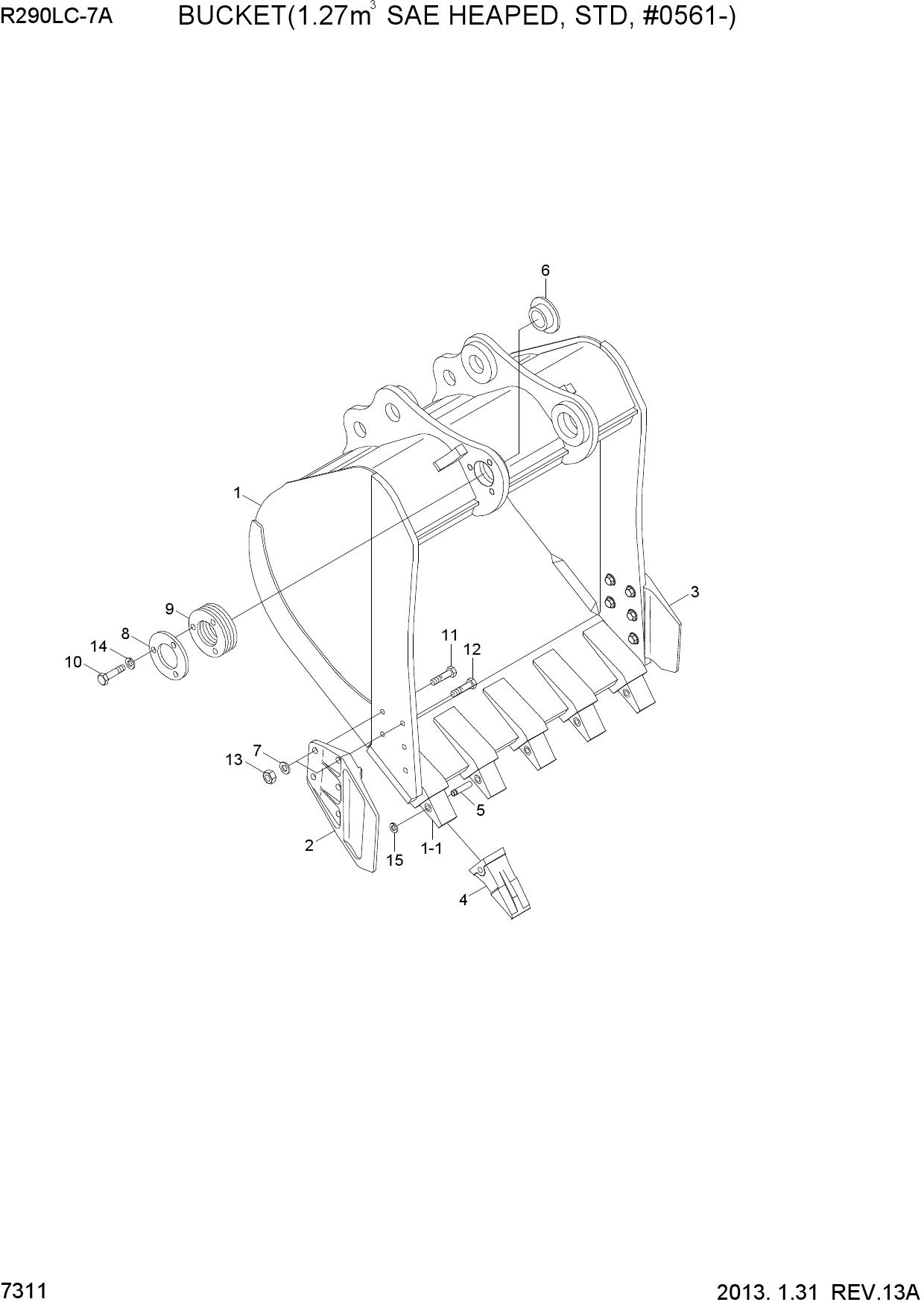 BUCKET(1.27M3 SAE HEAPED, STD, #0561-)