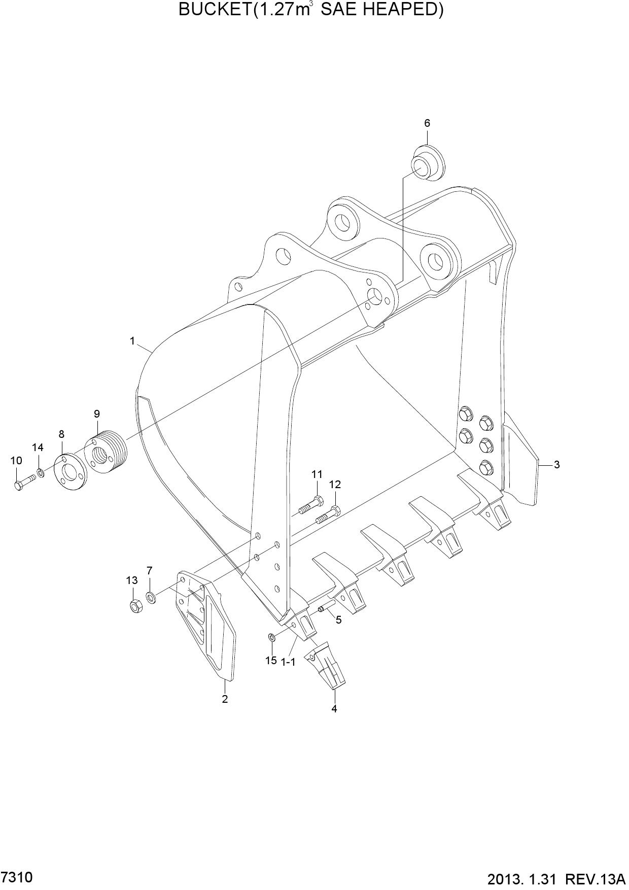 BUCKET(1.27M3 SAE HEAPED, STD)