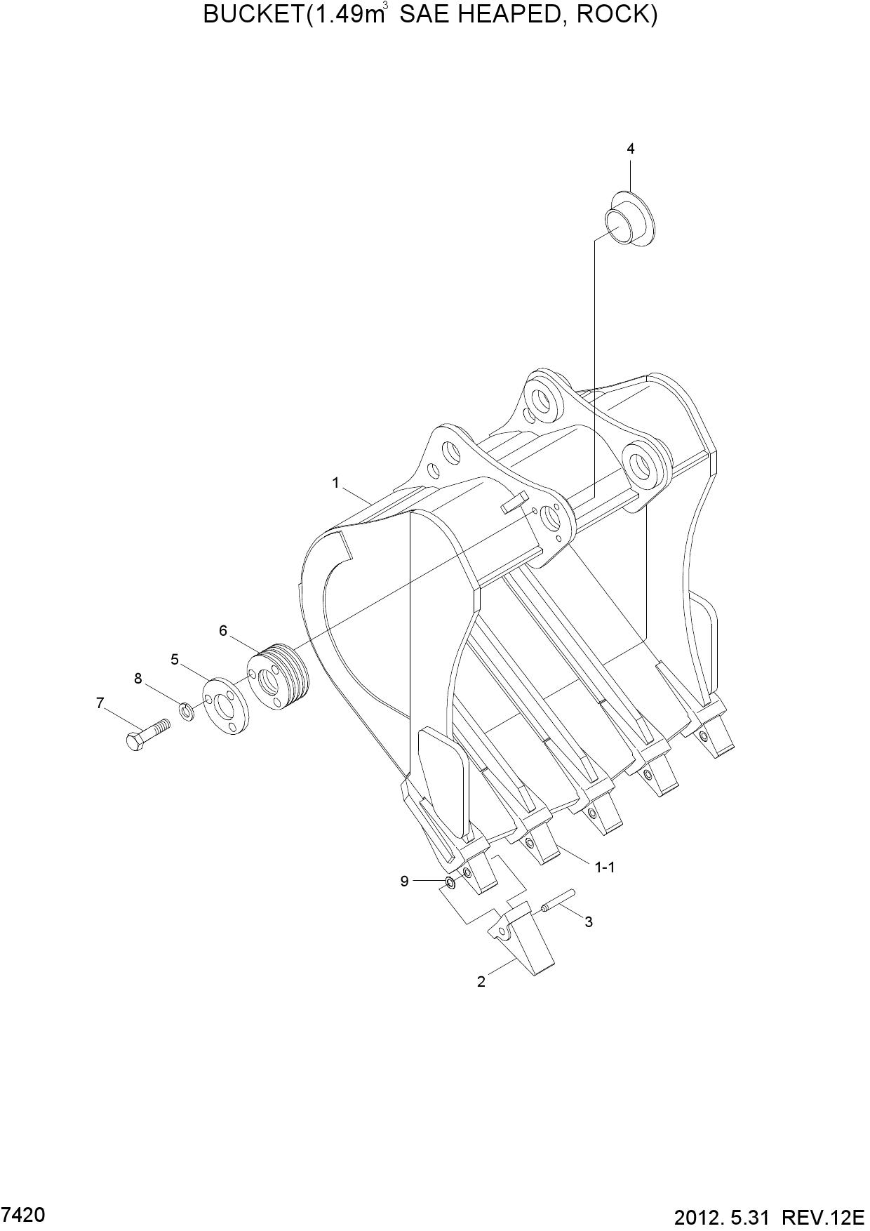 BUCKET(1.49M3 SAE HEAPED, ROCK)