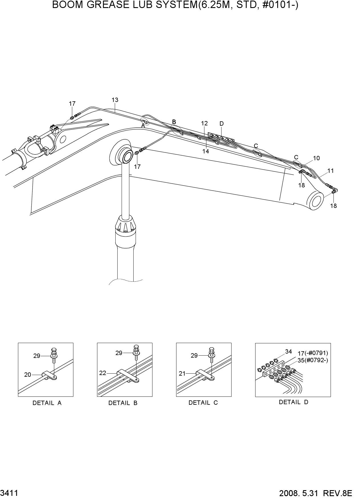 BOOM GREASE LUB SYSTEM(6.25M,STD,#0101-)