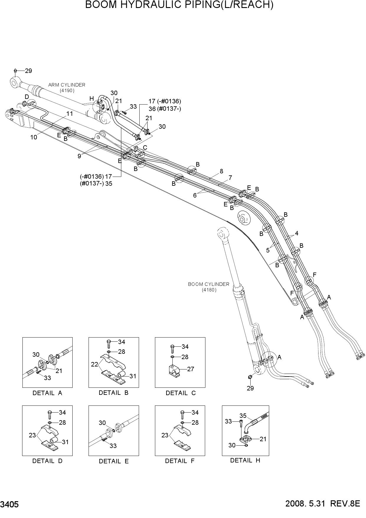 BOOM HYDRAULIC PIPING(L/REACH)