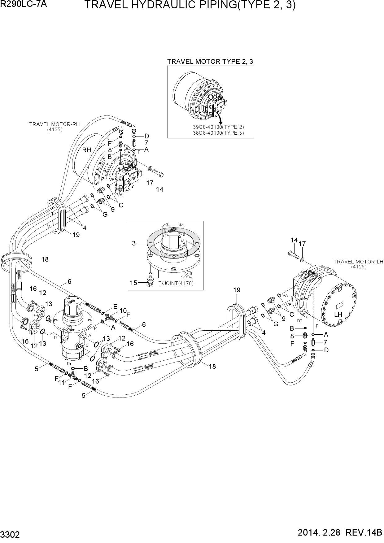 TRAVEL HYDRAULIC PIPING(TYPE 2, 3)