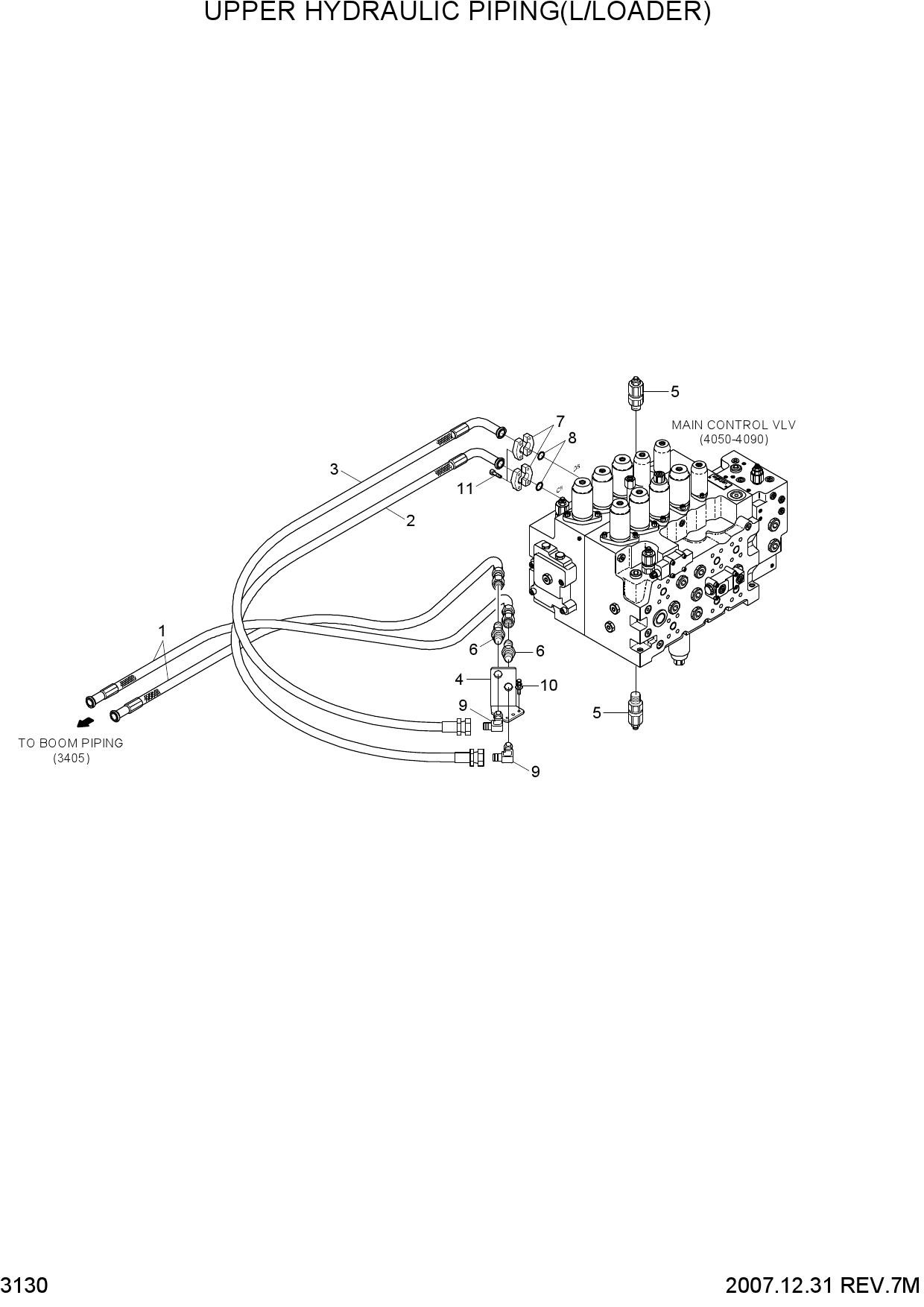 UPPER HYDRAULIC PIPING(L/LOADER, #0061-)