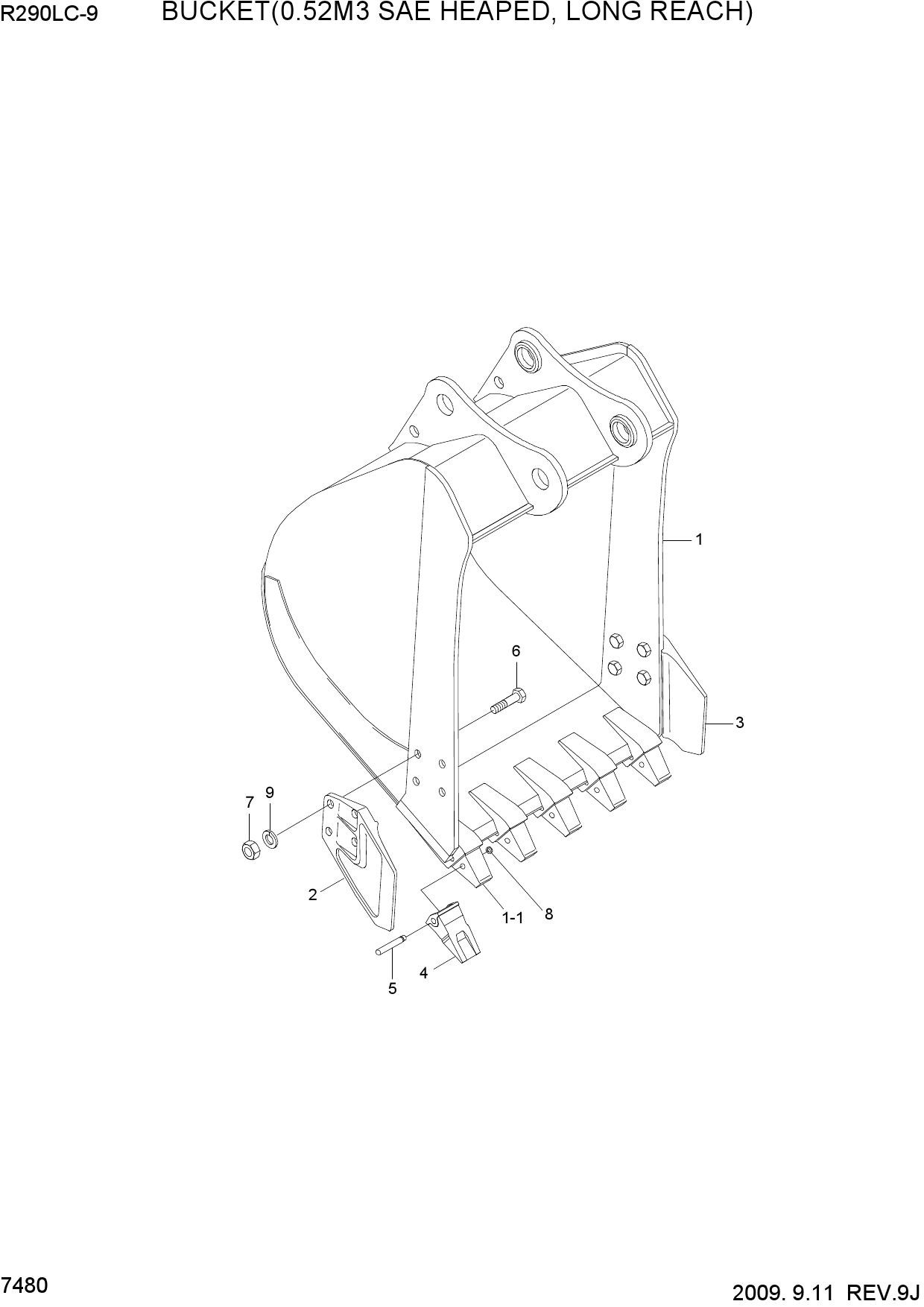 BUCKET(0.52M3 SAE HEAPED, LONG REACH)