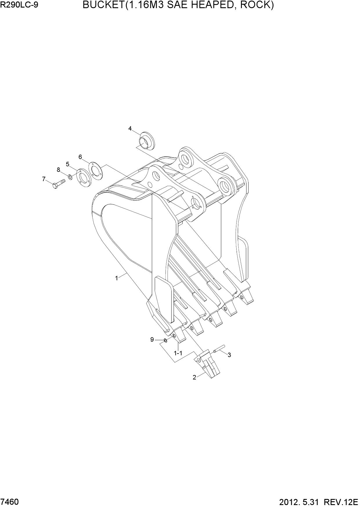 BUCKET(1.16M3 SAE HEAPED, ROCK)