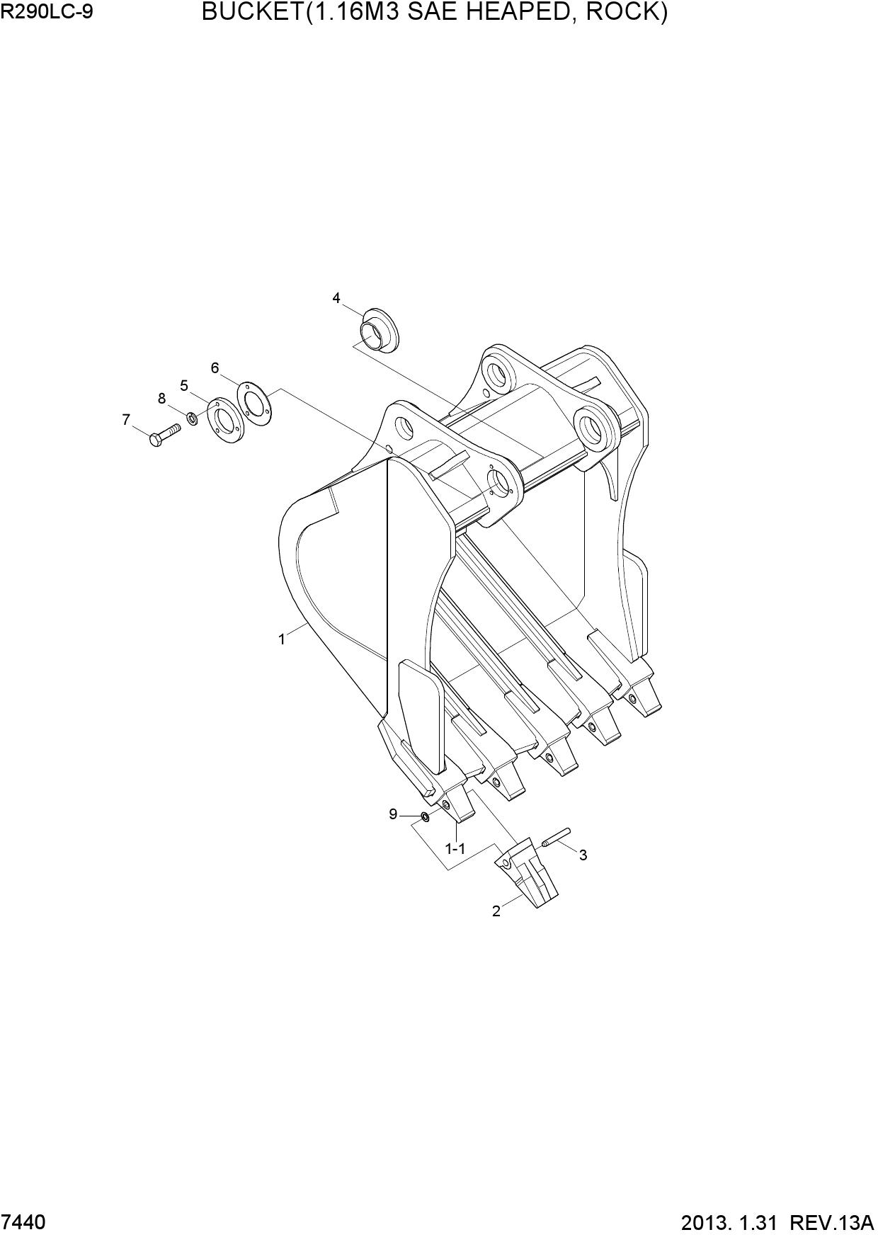 BUCKET(1.16M3 SAE HEAPED, ROCK)