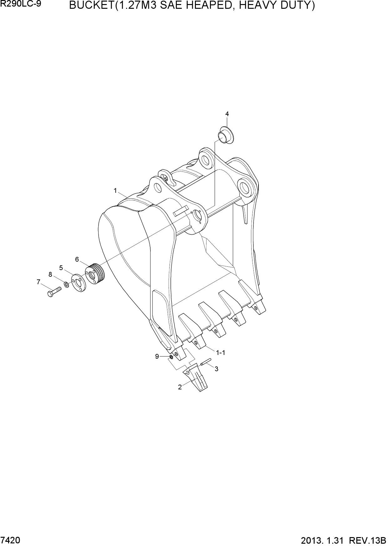 BUCKET(1.27M3 SAE HEAPED, HEAVY DUTY)