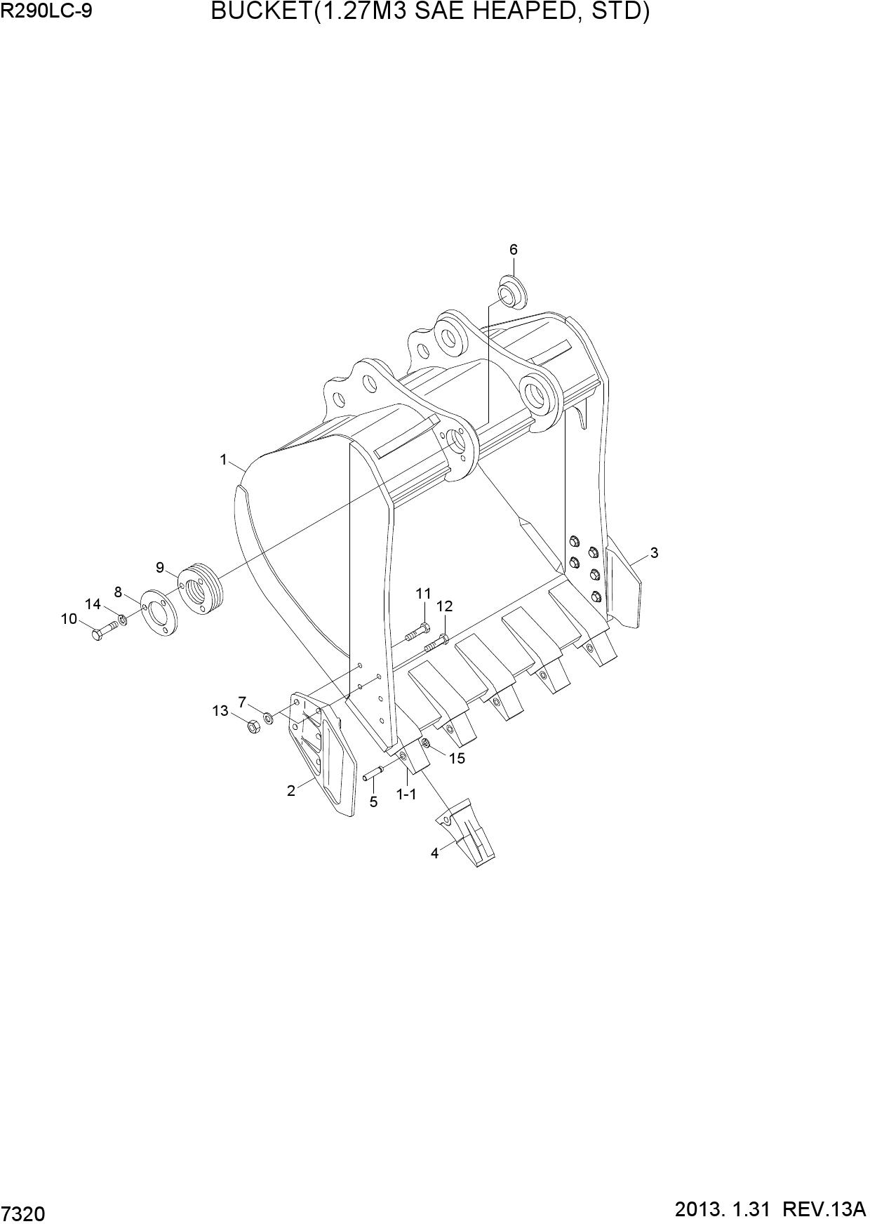 BUCKET(1.27M3 SAE HEAPED, STD)