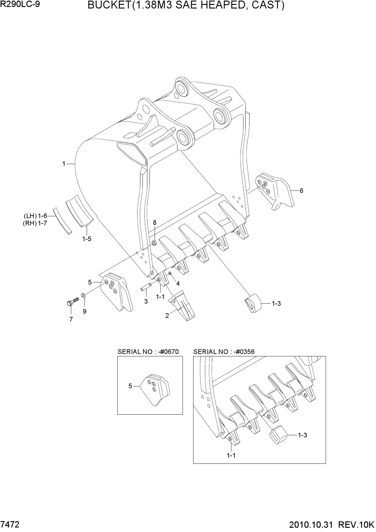 BUCKET(1.38M3 SAE HEAPED, CAST)