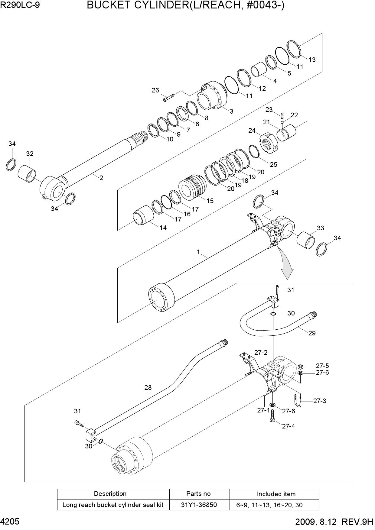 BUCKET CYLINDER(L/REACH, #0043-1735)