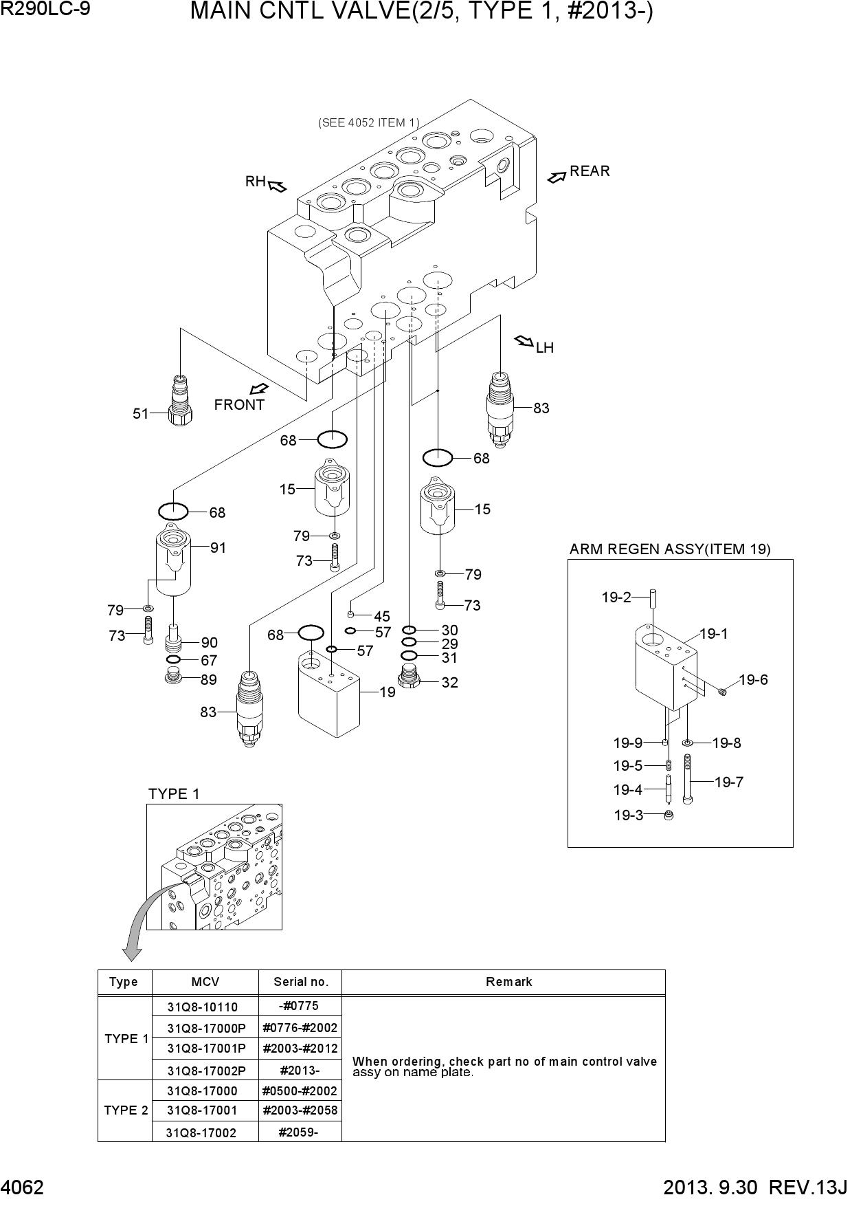 MAIN CNTL VALVE(2/5, TYPE 1, #2013-)