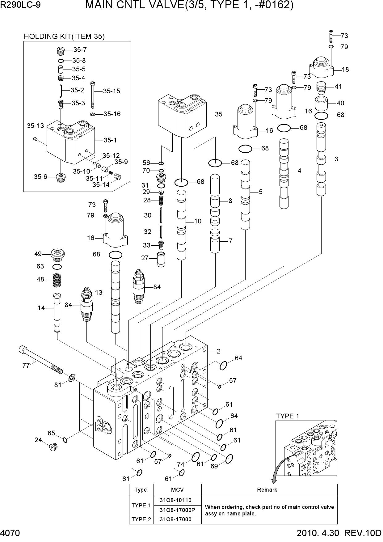 MAIN CNTL VALVE(3/5, TYPE 1, -#0162)