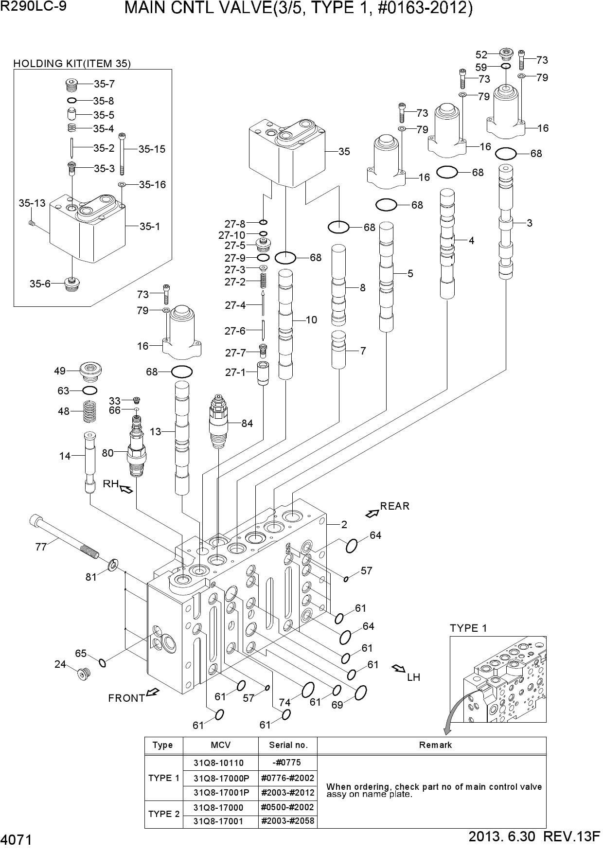 MAIN CNTL VALVE(3/5, TYPE 1, #0163-2012)