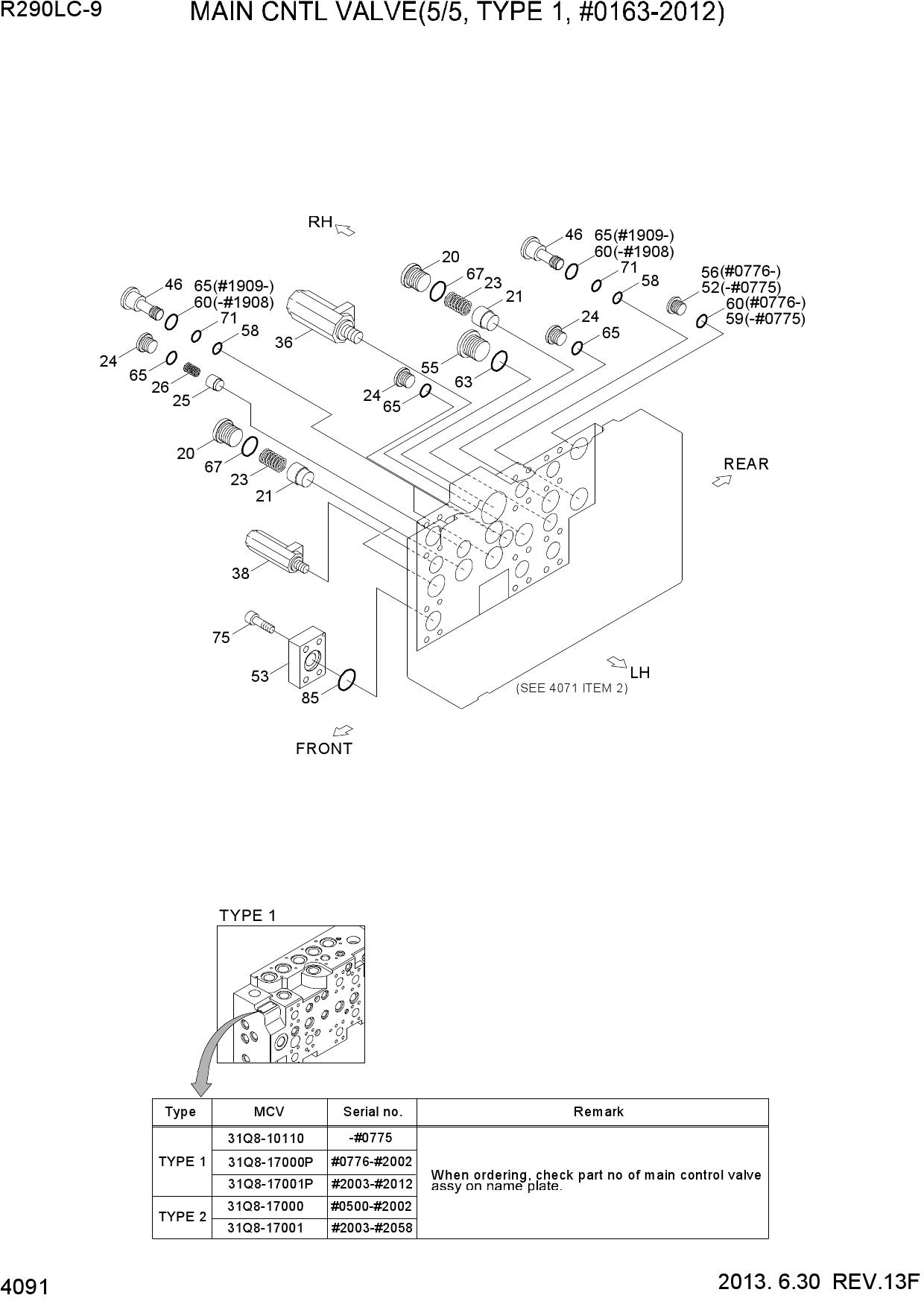 MAIN CNTL VALVE(5/5, TYPE 1, #0163-2012)