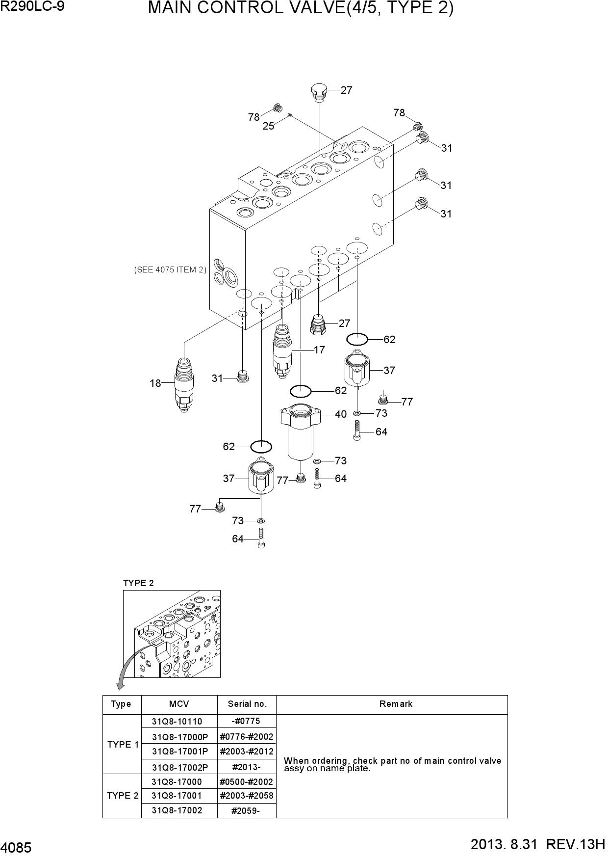 MAIN CONTROL VALVE(4/5, TYPE 2)
