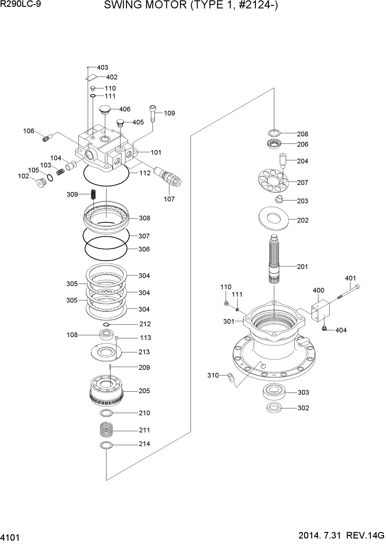 SWING MOTOR (TYPE 1, #2124-)