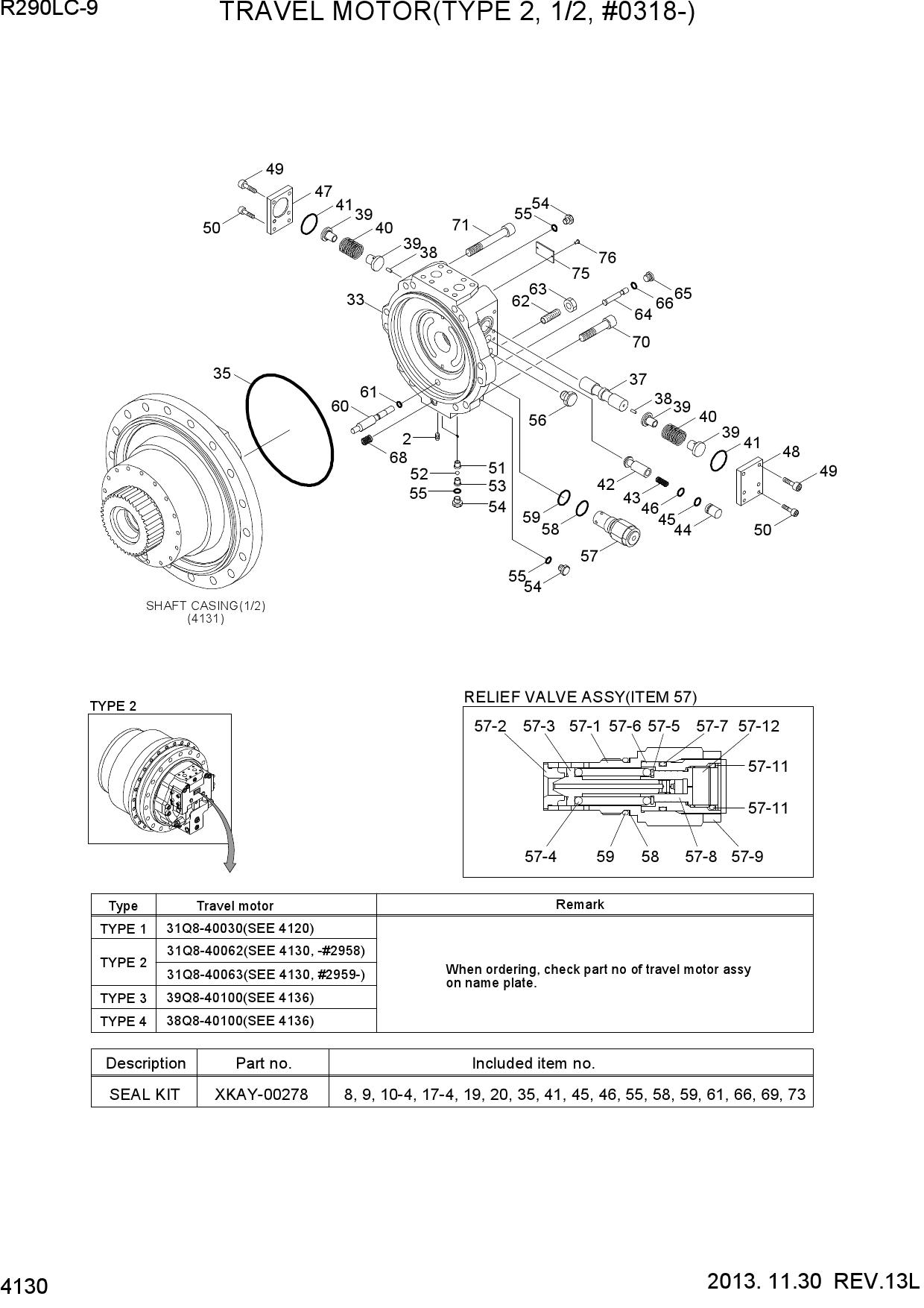 TRAVEL MOTOR(TYPE 2, 1/2, #0318-)