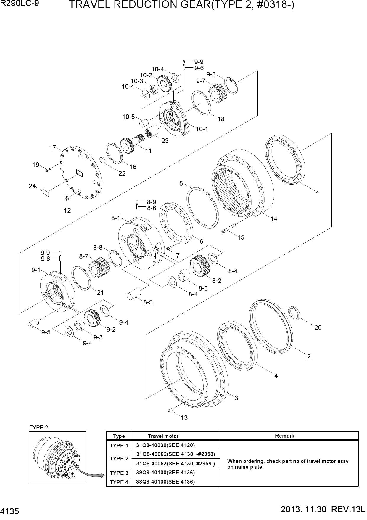 TRAVEL REDUCTION GEAR(TYPE 2, #0318-)