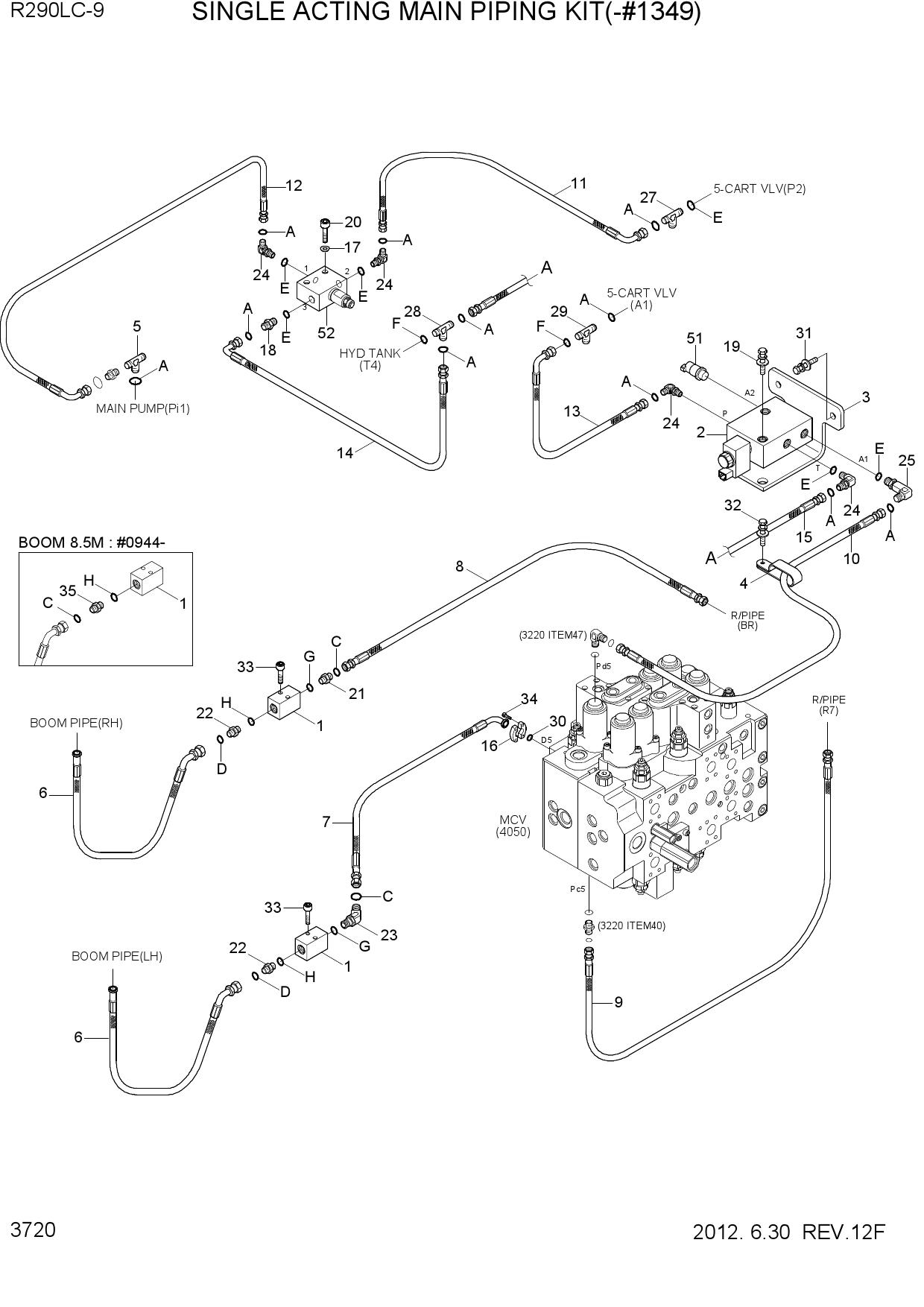 SINGLE ACTING MAIN PIPING KIT(-#1349)
