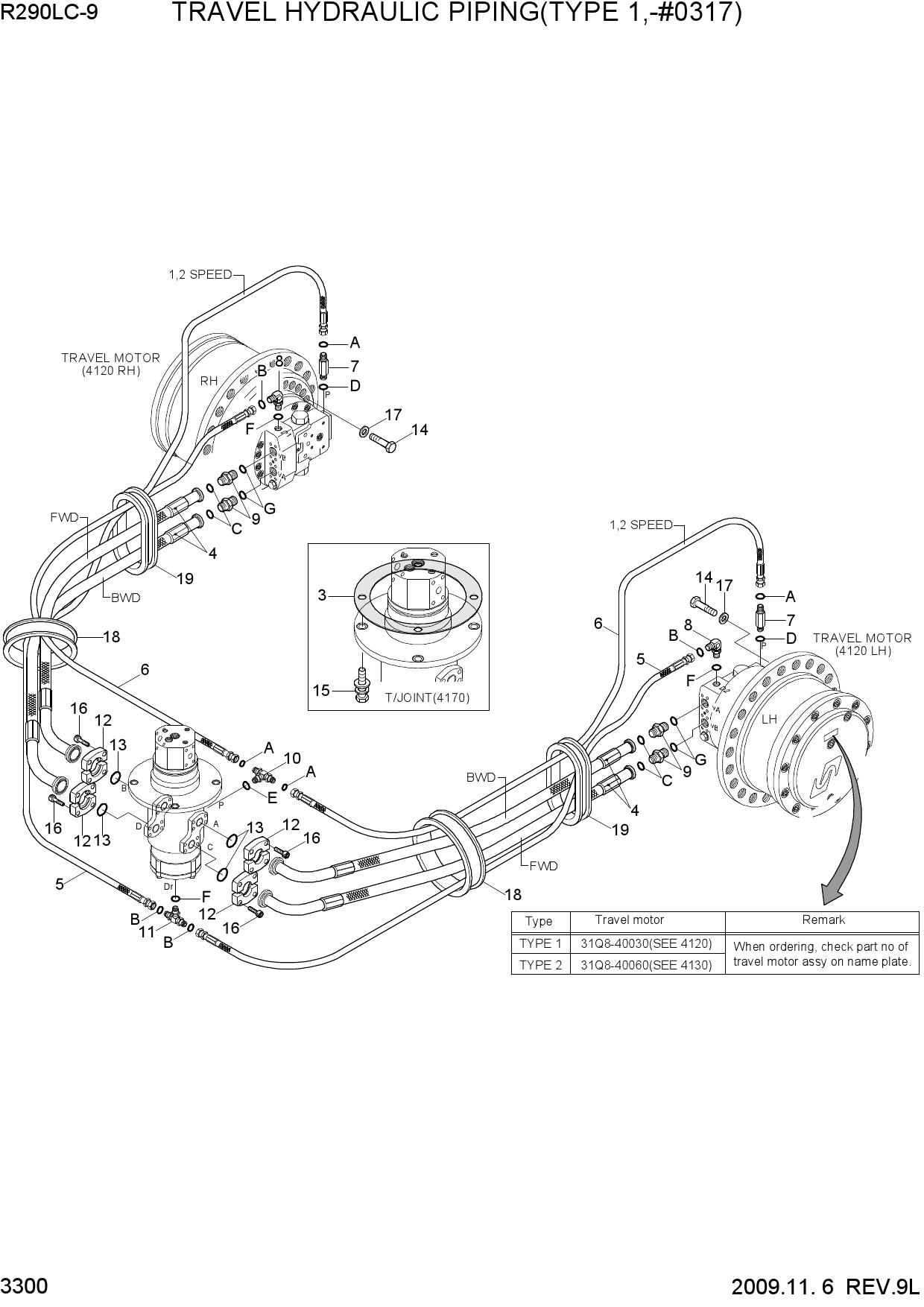 TRAVEL HYDRAULIC PIPING(TYPE 1, -#0317)