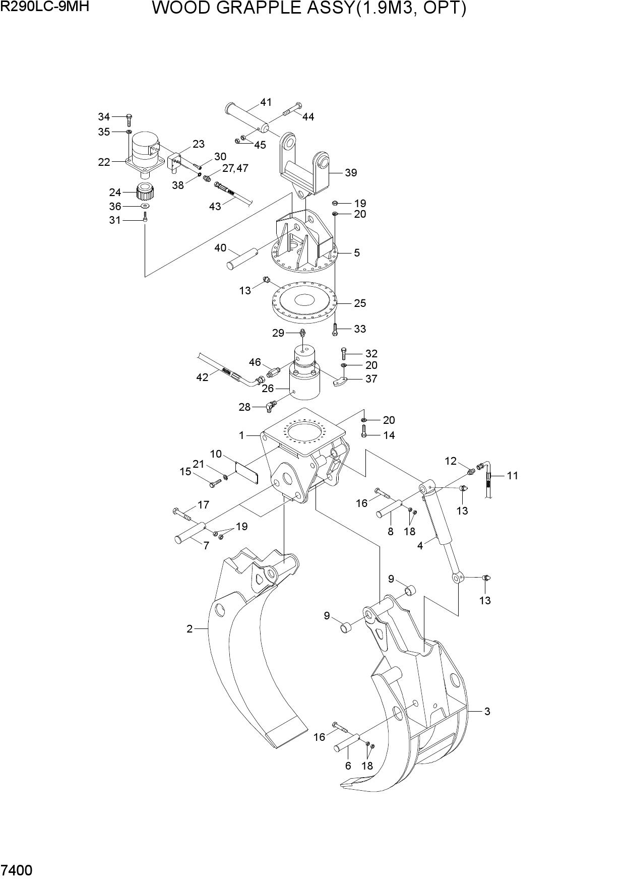 WOOD GRAPPLE ASSY(1.9M3, OPT)