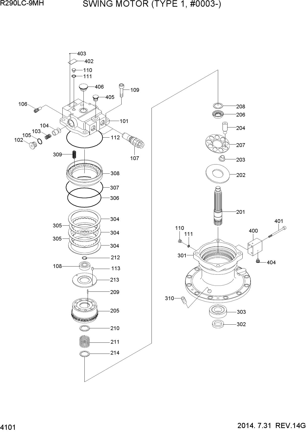 SWING MOTOR (TYPE 1, #0003-)