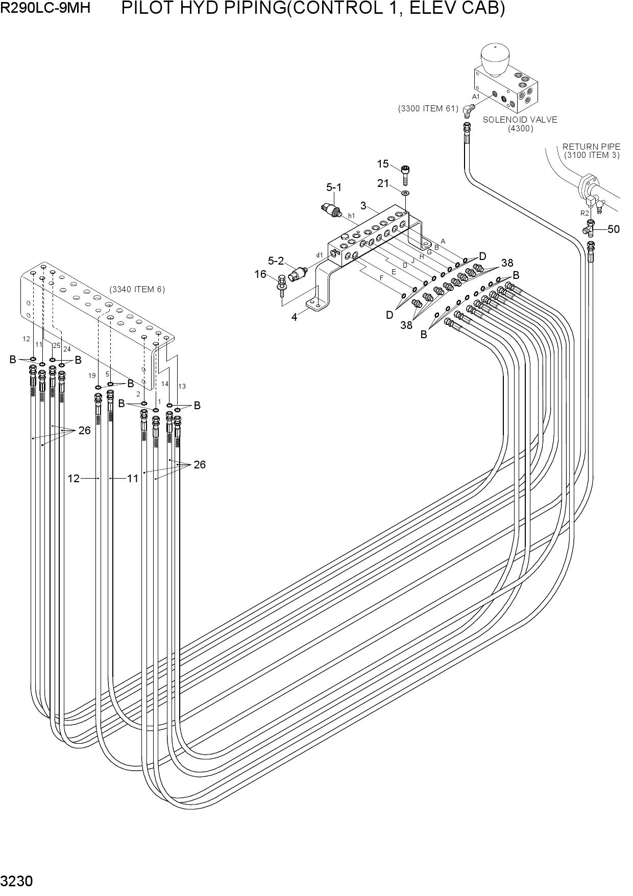PILOT HYD PIPING(CONTROL 1, ELEV CAB)