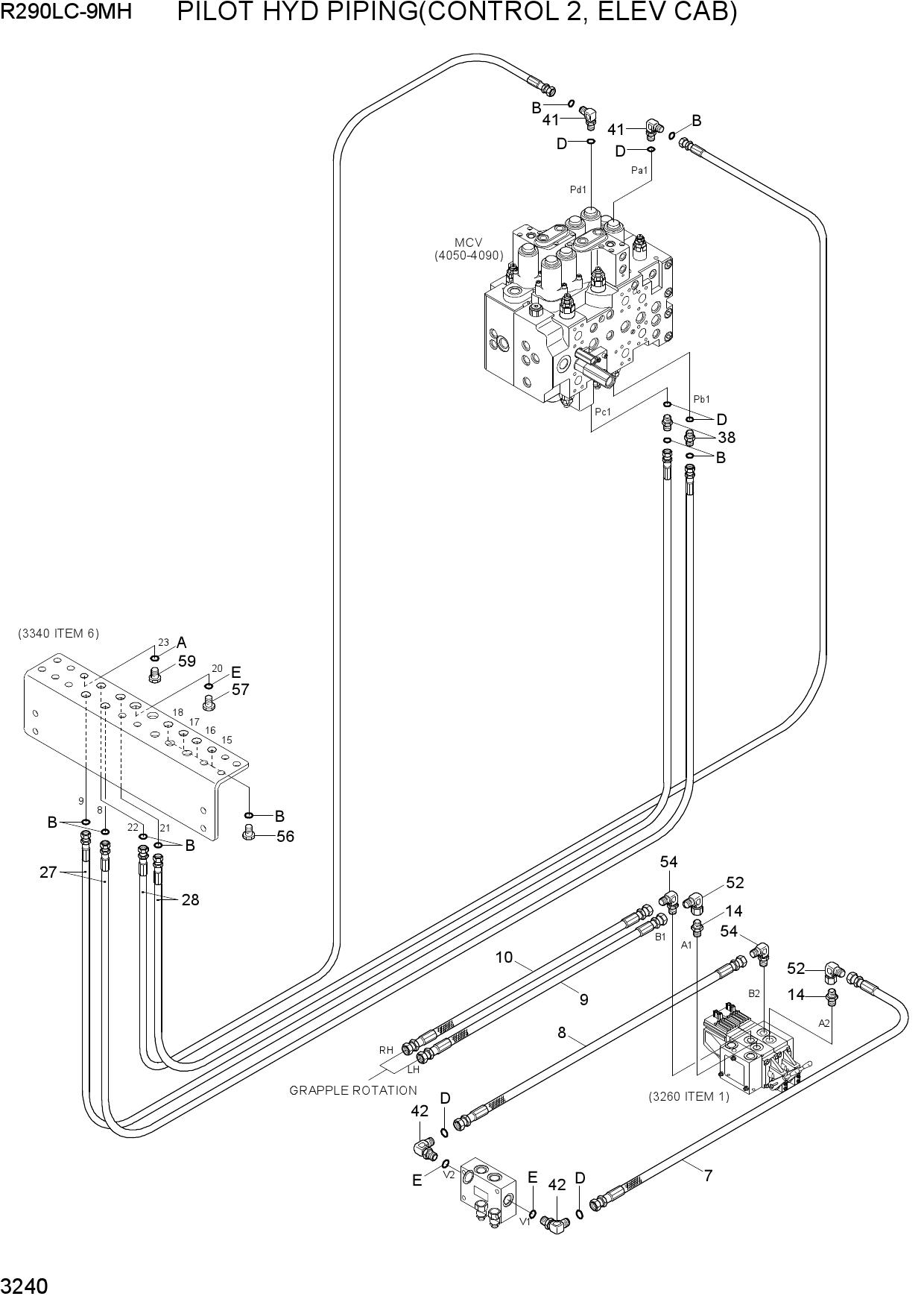 PILOT HYD PIPING(CONTROL 2, ELEV CAB)