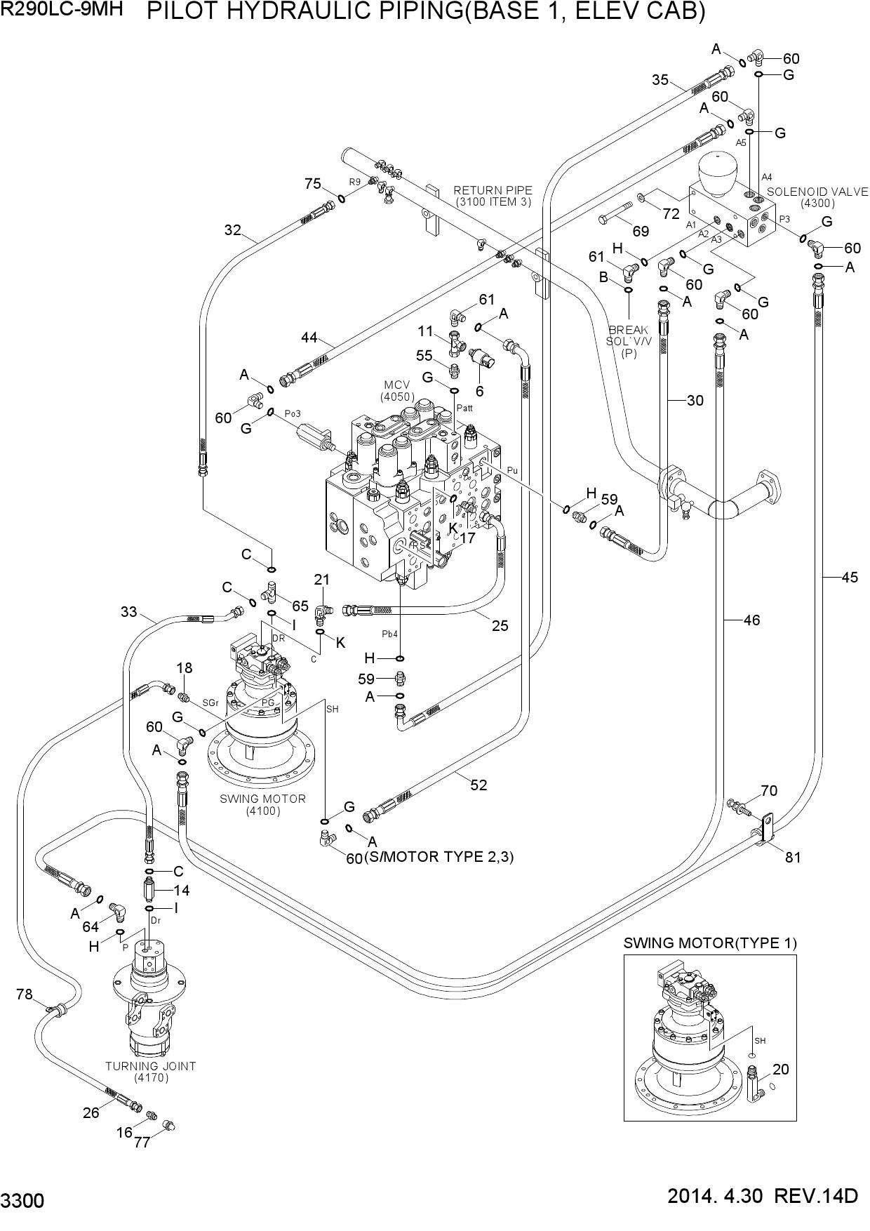 PILOT HYDRAULIC PIPING(BASE 1, ELEV CAB)