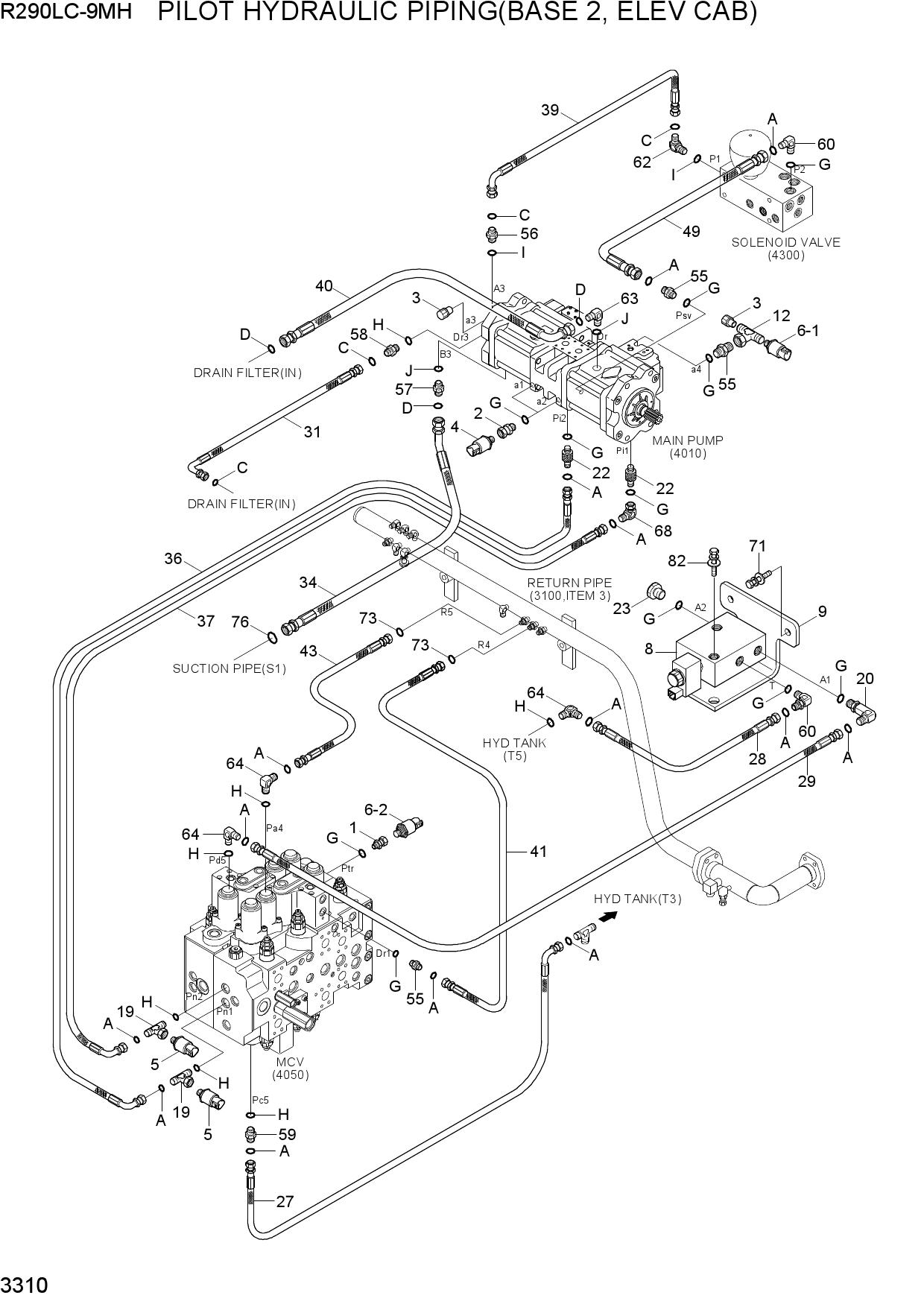 PILOT HYDRAULIC PIPING(BASE 2, ELEV CAB)