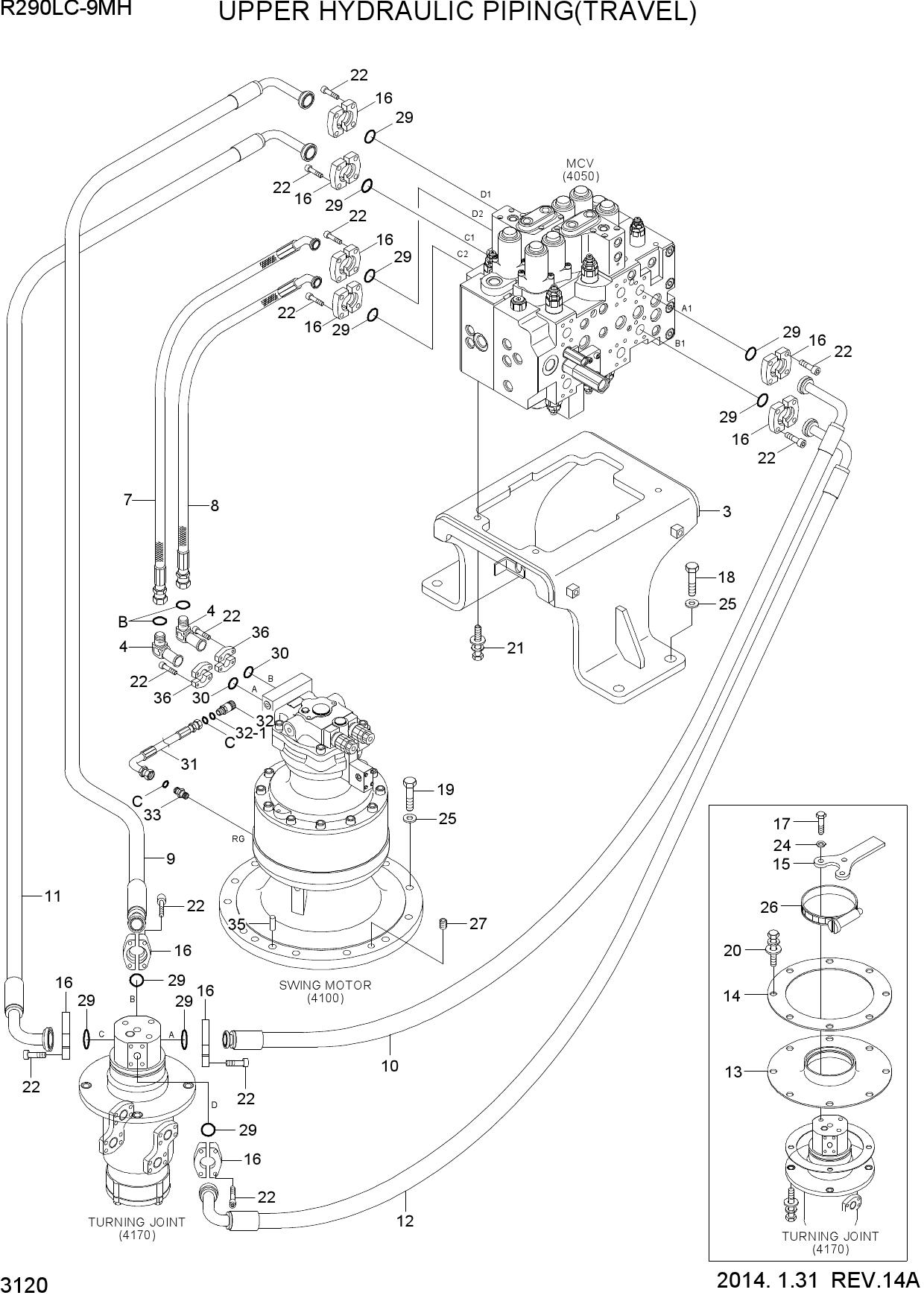 UPPER HYDRAULIC PIPING(TRAVEL)