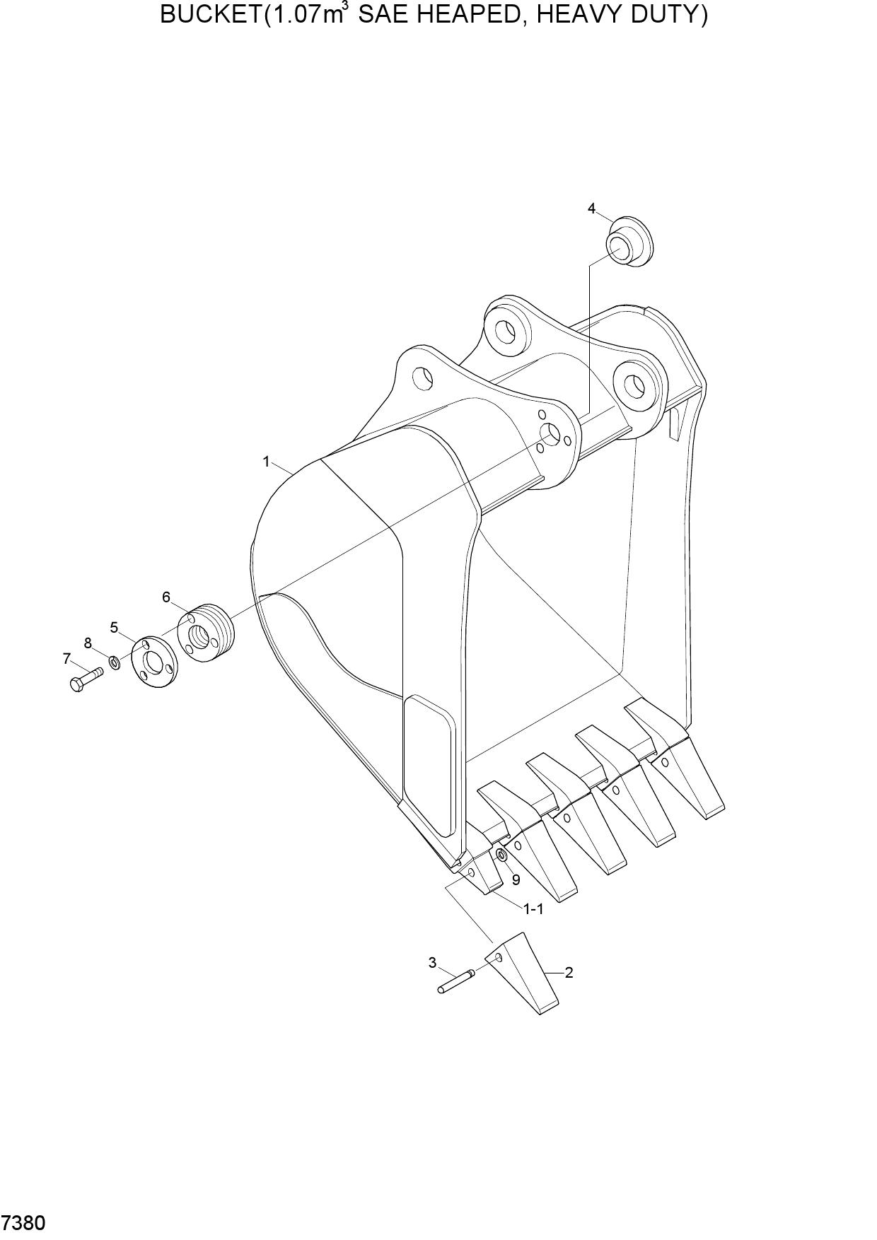 BUCKET(1.07M3 SAE HEAPED,HEAVY DUTY)