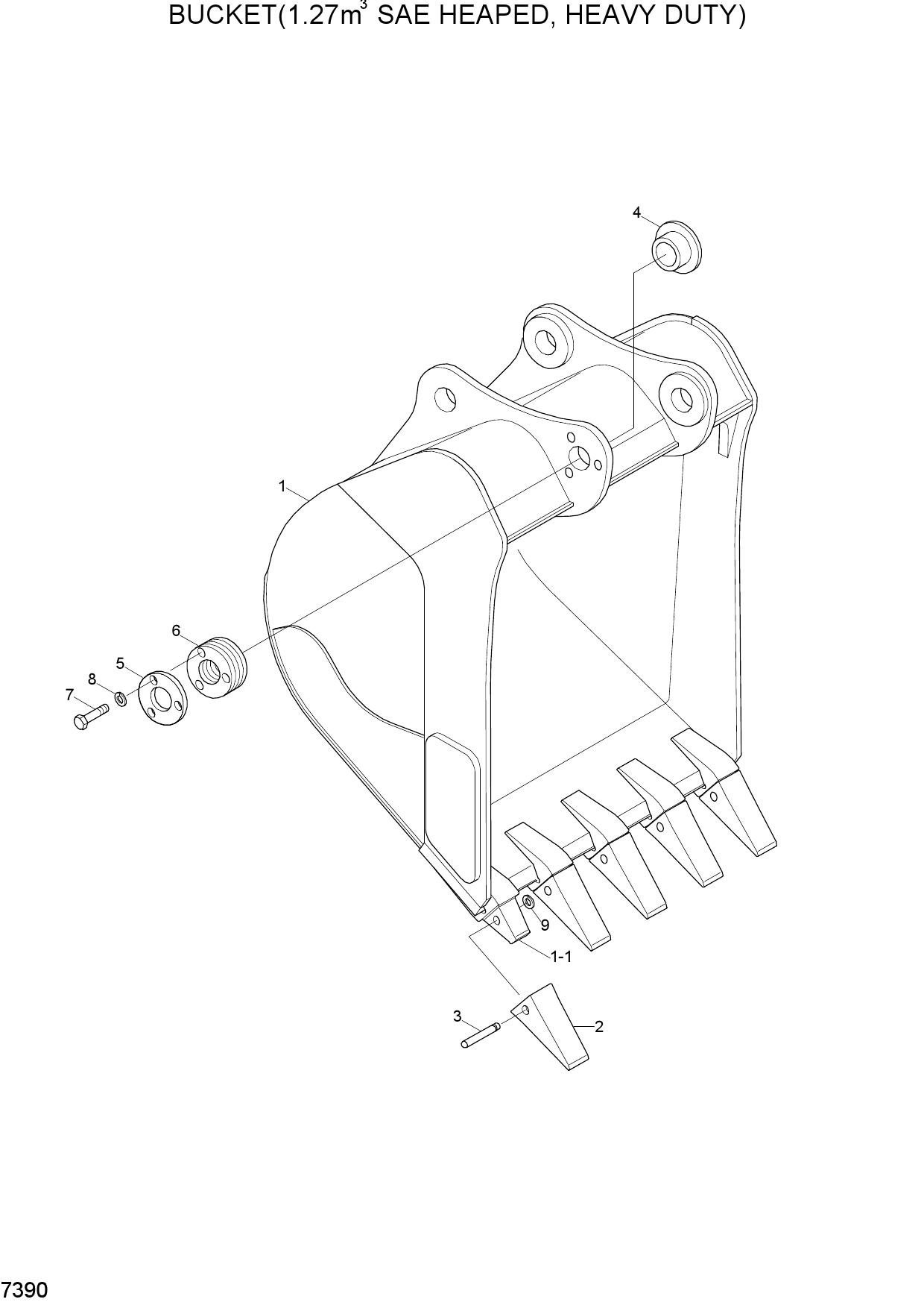 BUCKET(1.27M3 SAE HEAPED,HEAVY DUTY)