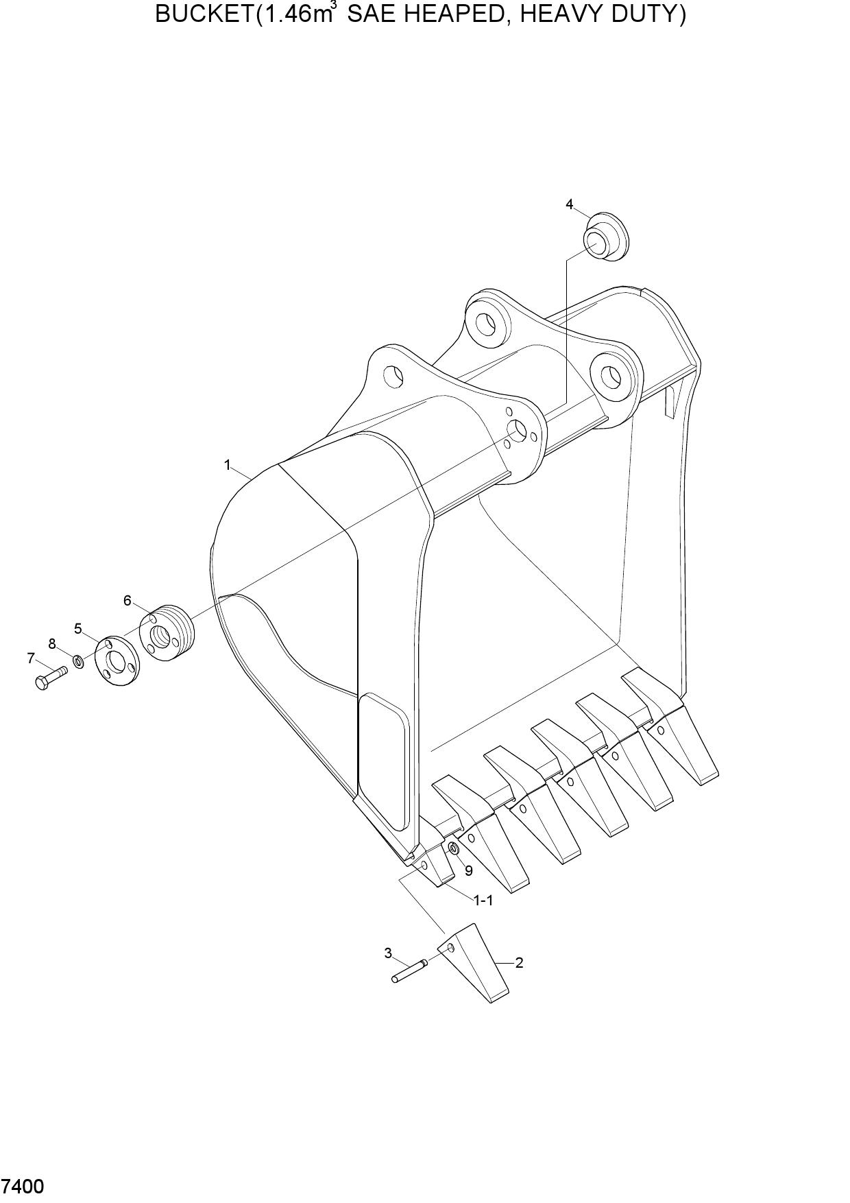 BUCKET(1.46M3 SAE HEAPED,HEAVY DUTY)