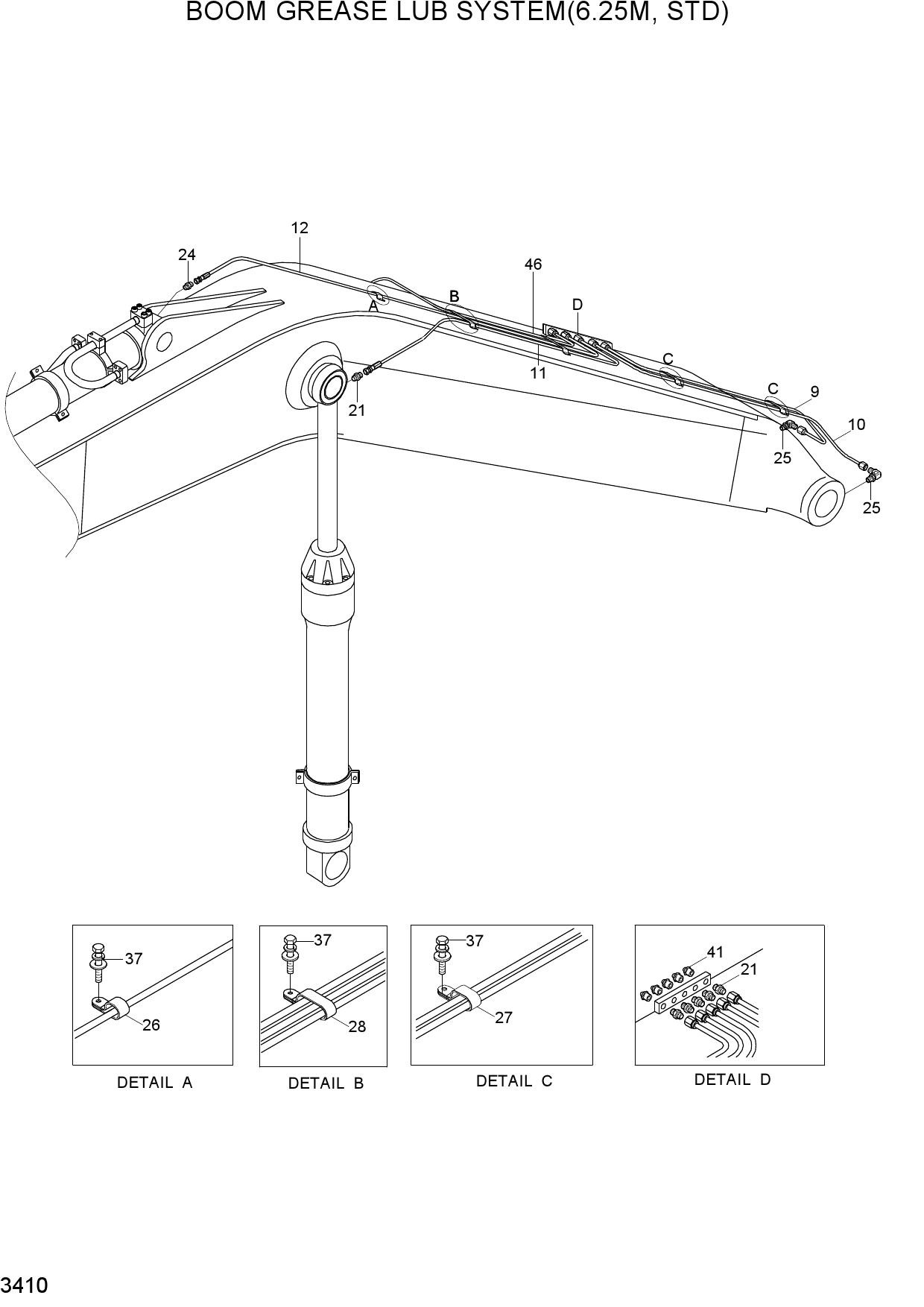 BOOM GREASE LUB SYSTEM(6.25M, STD)
