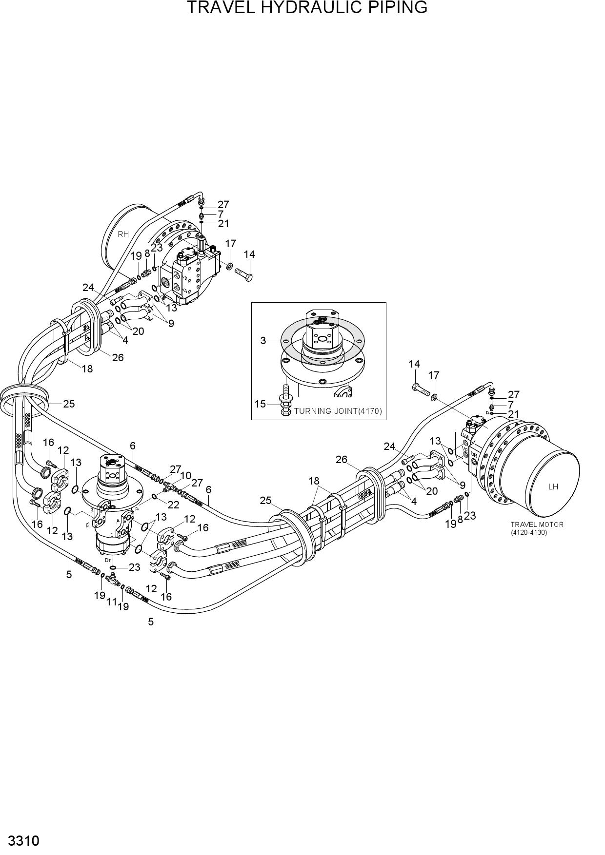 TRAVEL HYDRAULIC PIPING