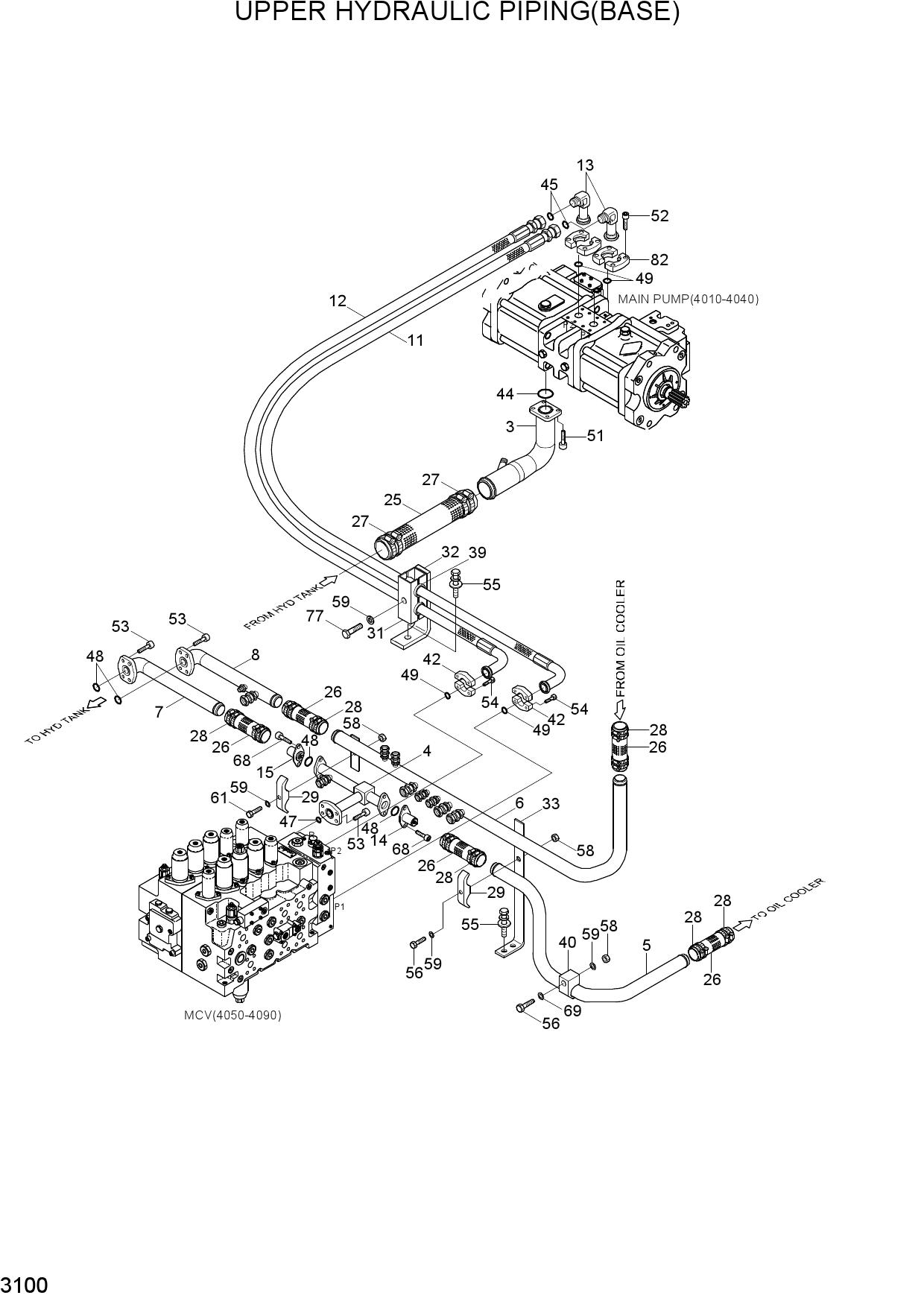 UPPER HYDRAULIC PIPING(BASE)
