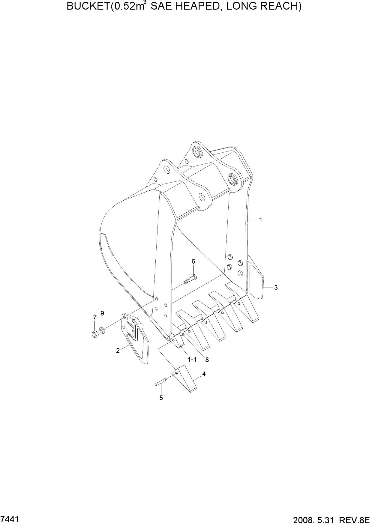 BUCKET(0.52M3 SAE HEAPED, LONG REACH)